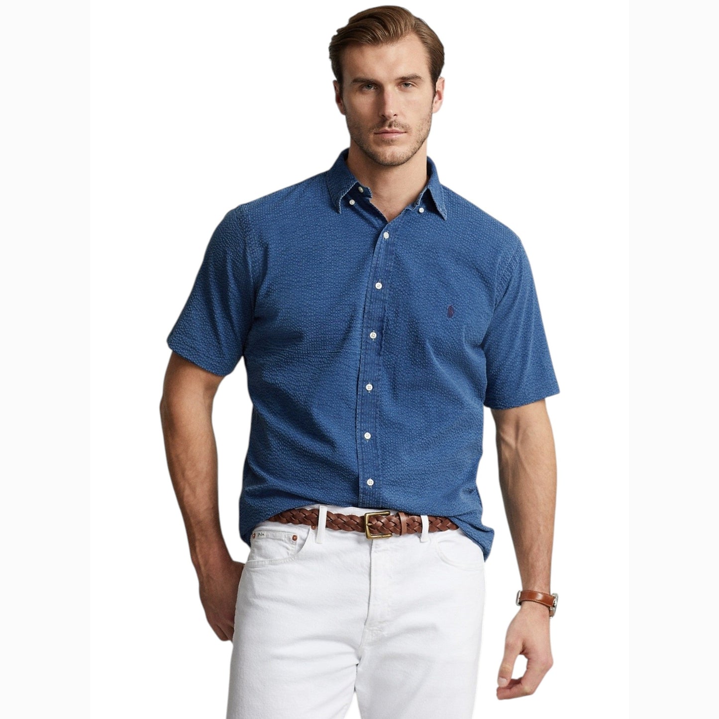 Men's Textured Dress Shirt,Dusty Navy