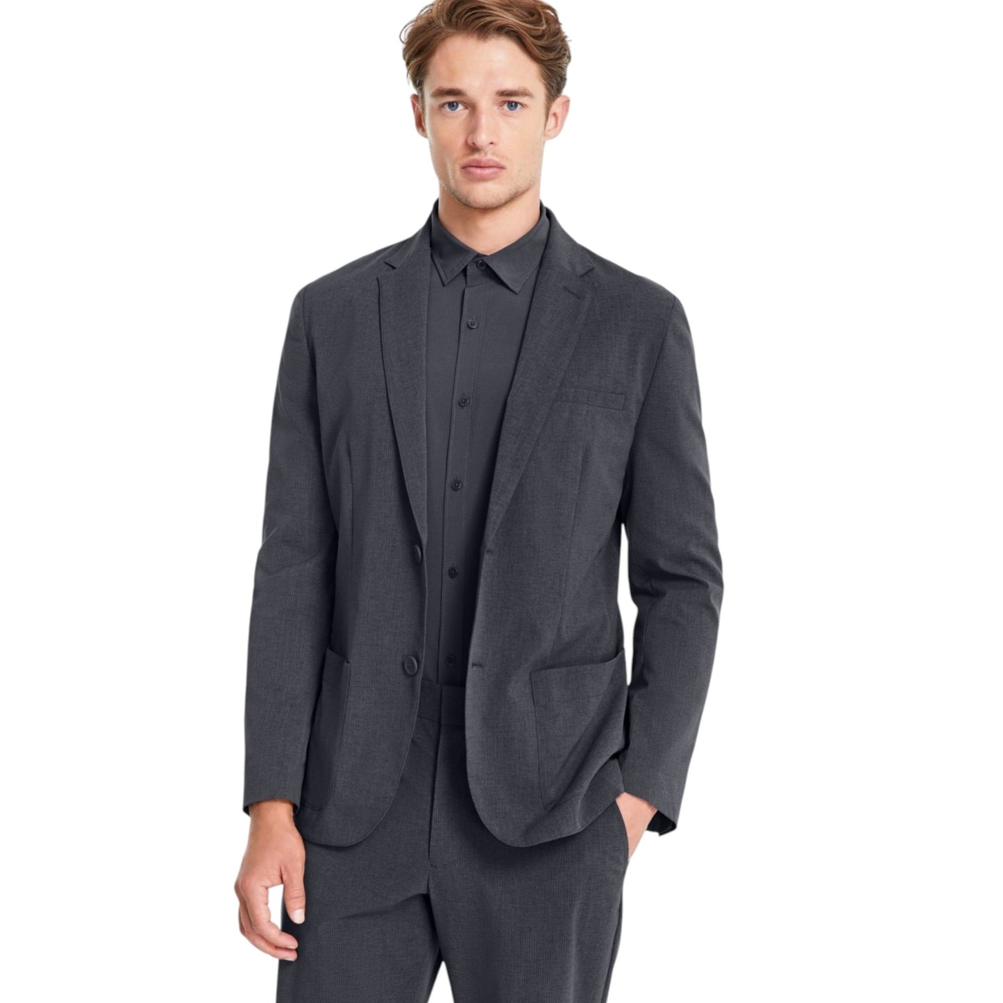 Men's Plain Solid Blazer,Dark Grey