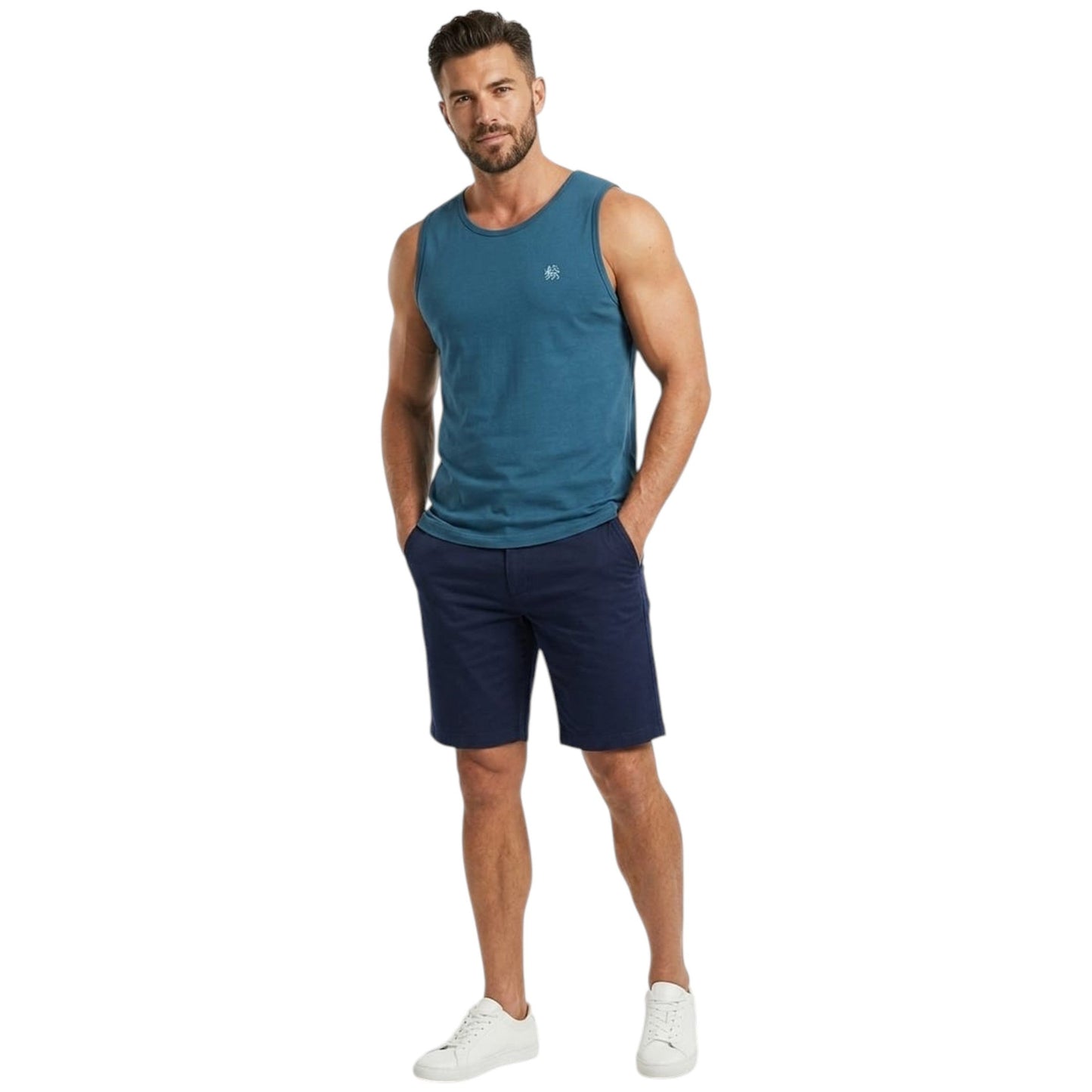 Men's Plain Solid Top,Light Navy