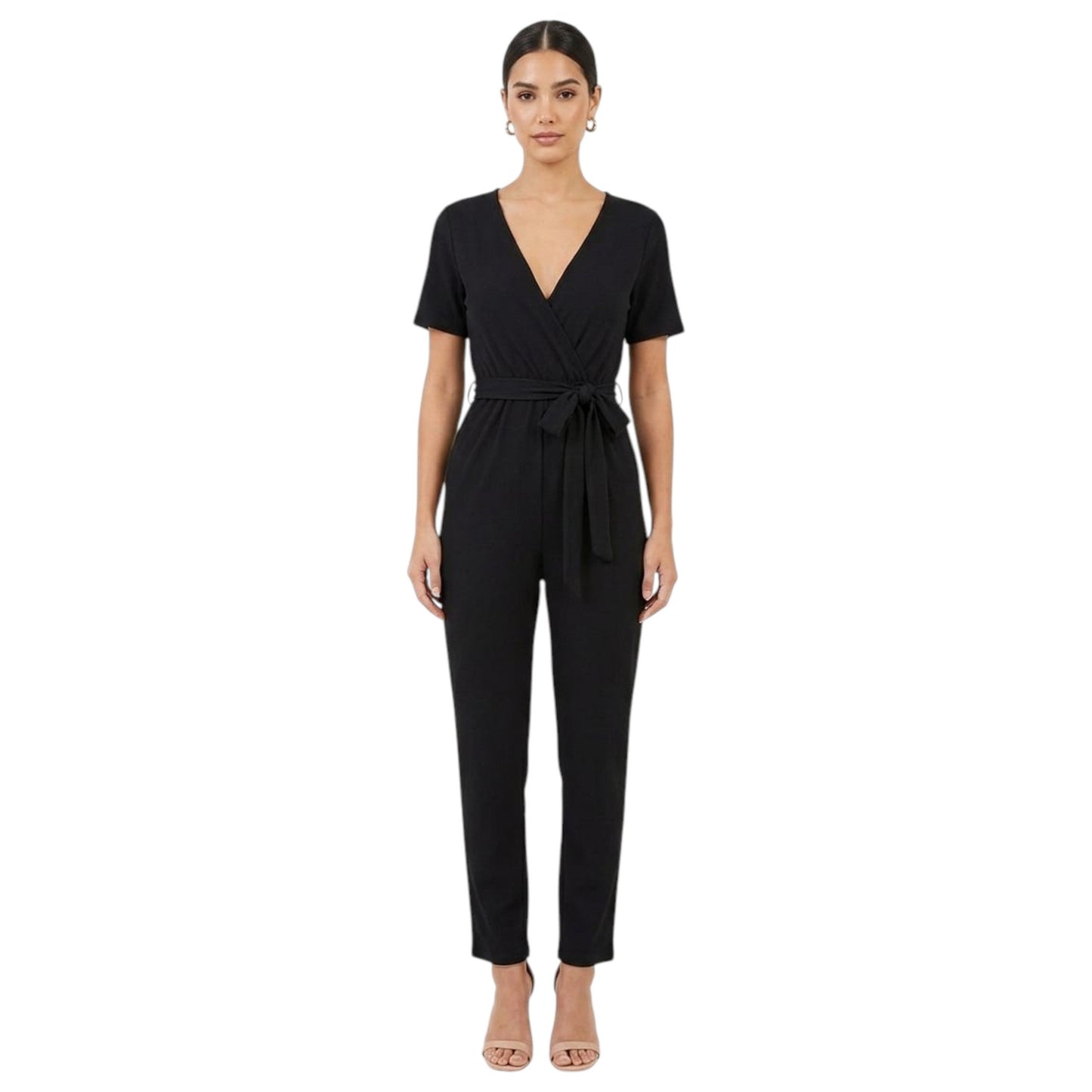 Women's Textured Jumpsuit,Black