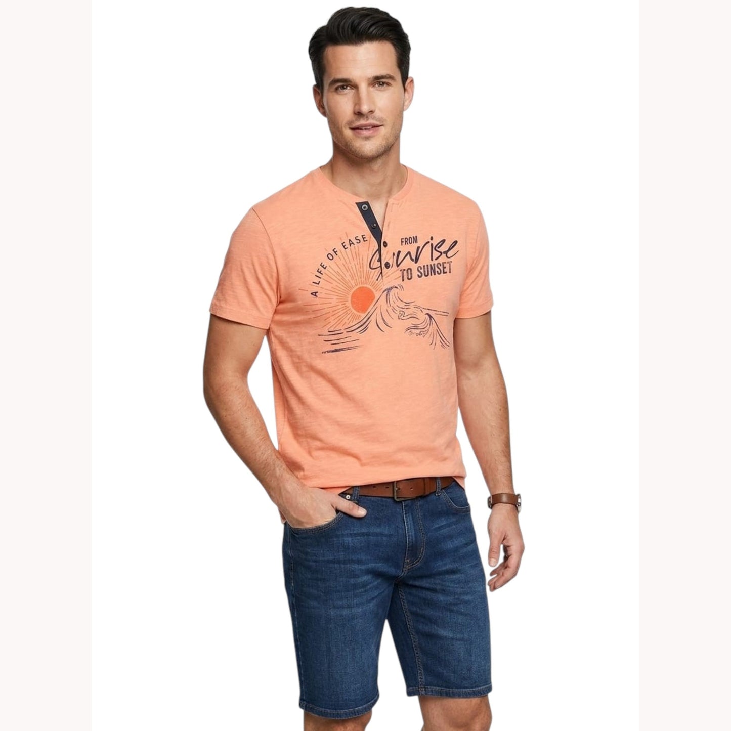 Men's Printed Top,Orange