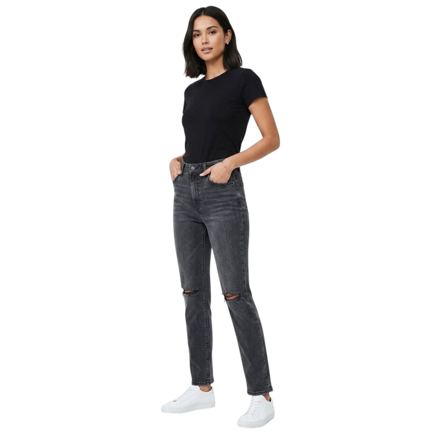 Women's Ripped Jeans,Dark Grey