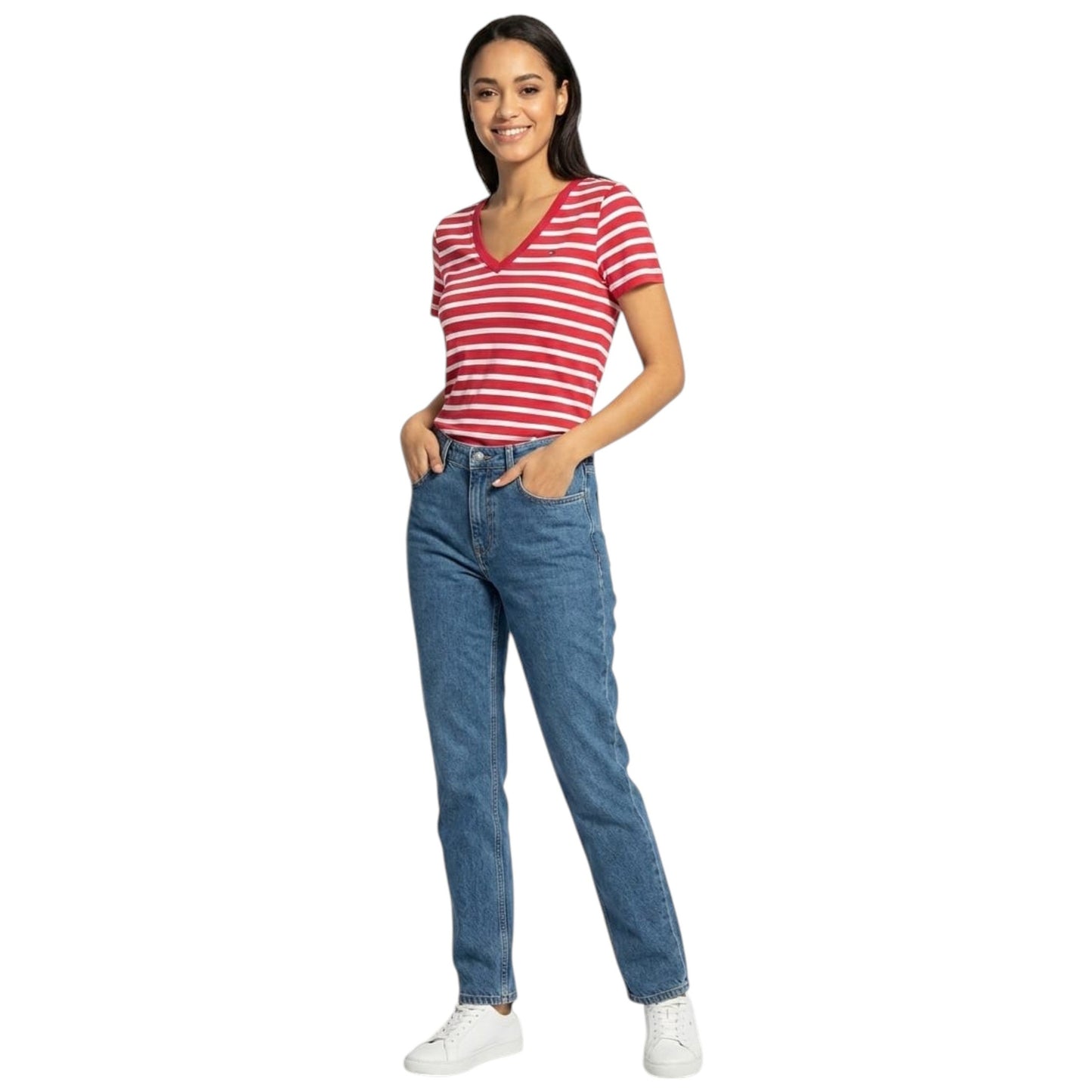 Women's Striped Top,Red