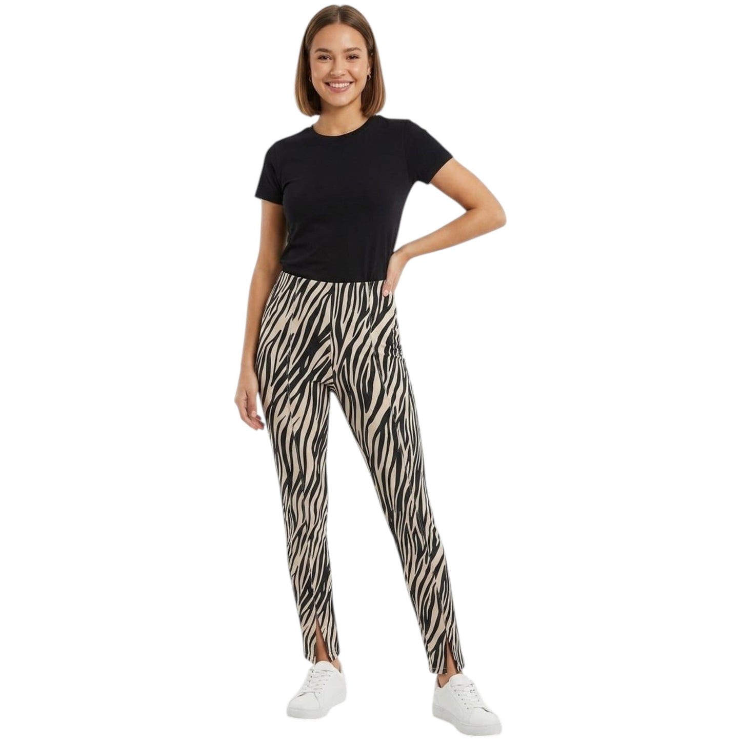 Women's Printed Pant,Light Beige/Black