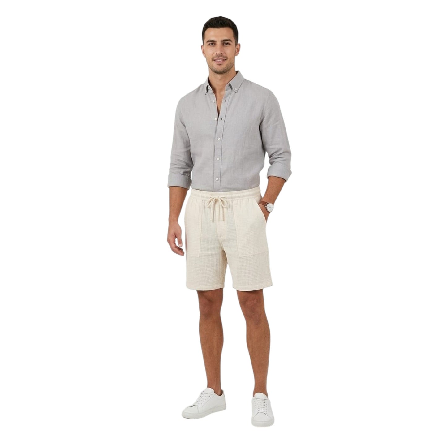 Men's Textured Short,Light Beige