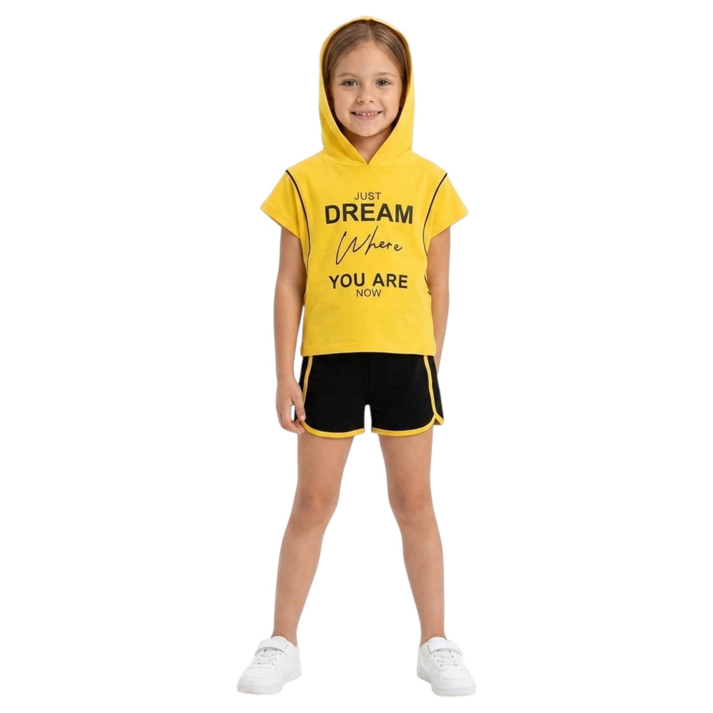 Kids Girl's Printed Set Top&Short,Yellow