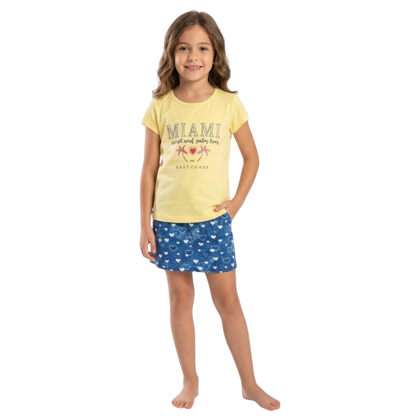 Kids Girl's Printed Set Top&Skirt,Yellow
