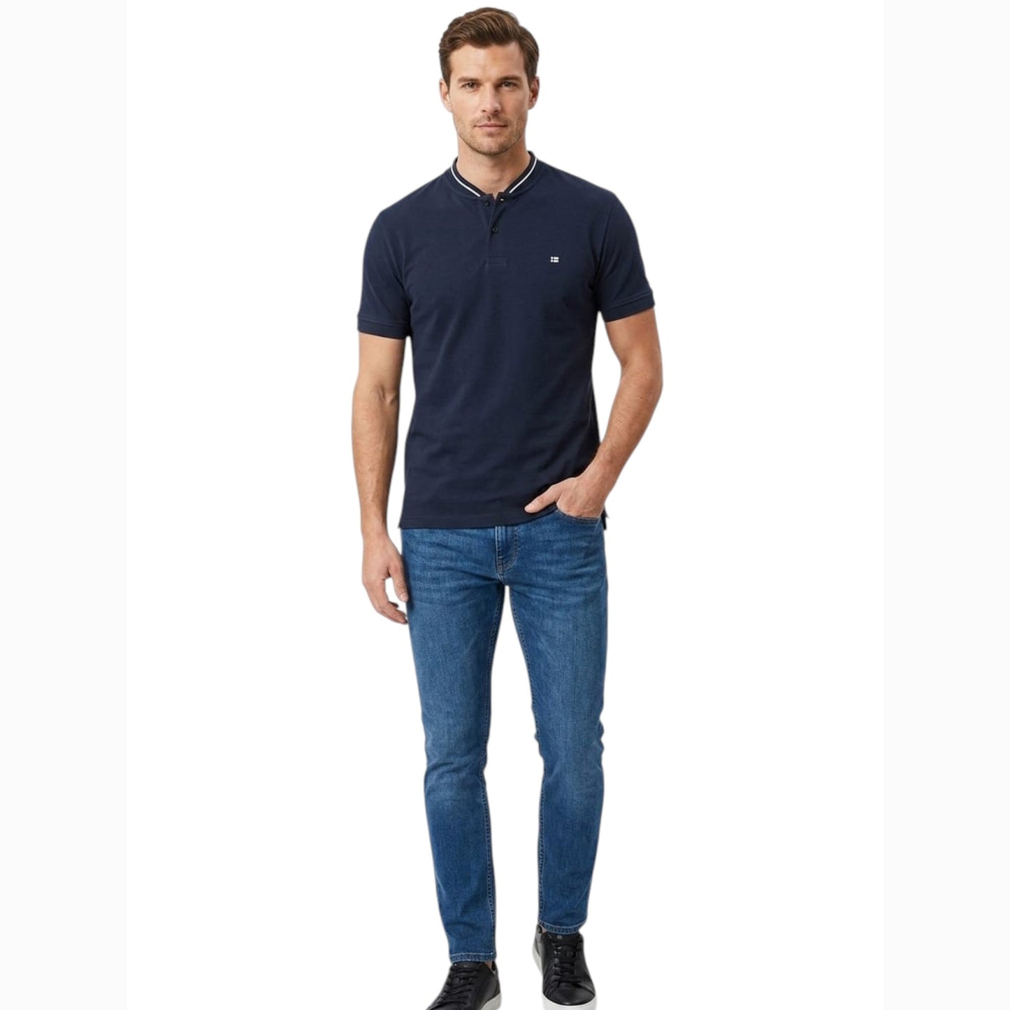 Men's Plain Solid Top,Navy
