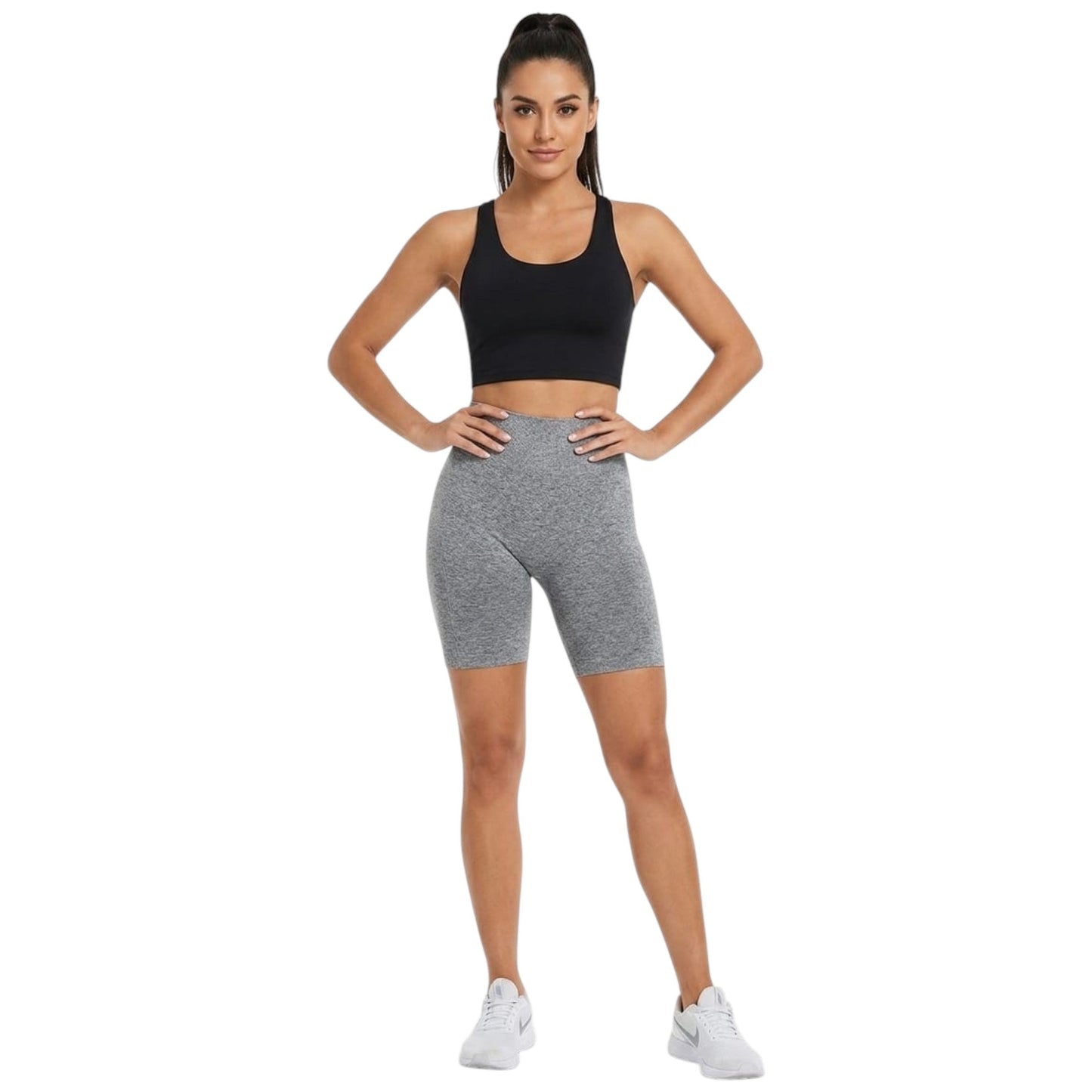Women's Plain Solid Short Legging,Grey