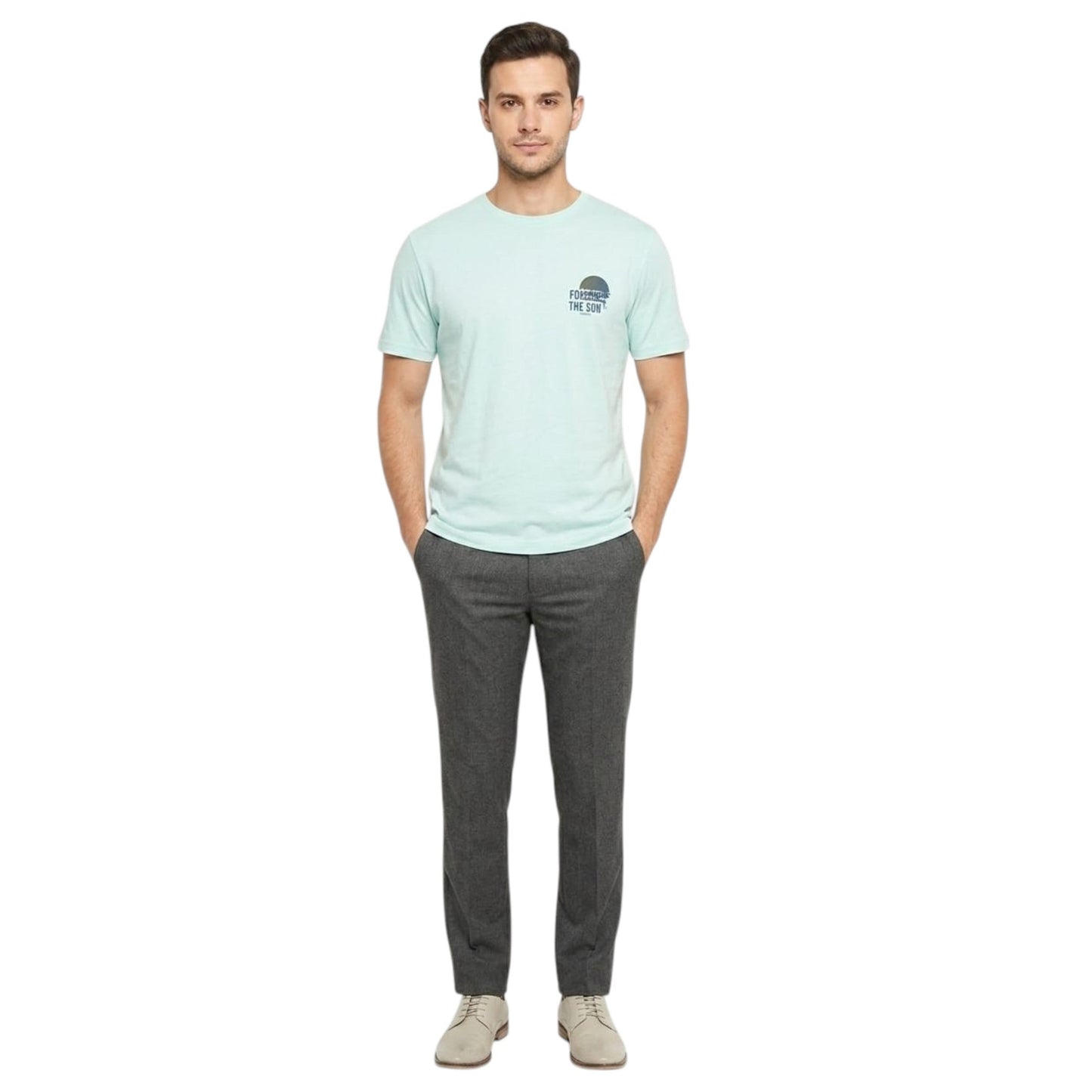 Men's Printed Top,Light Turquoise