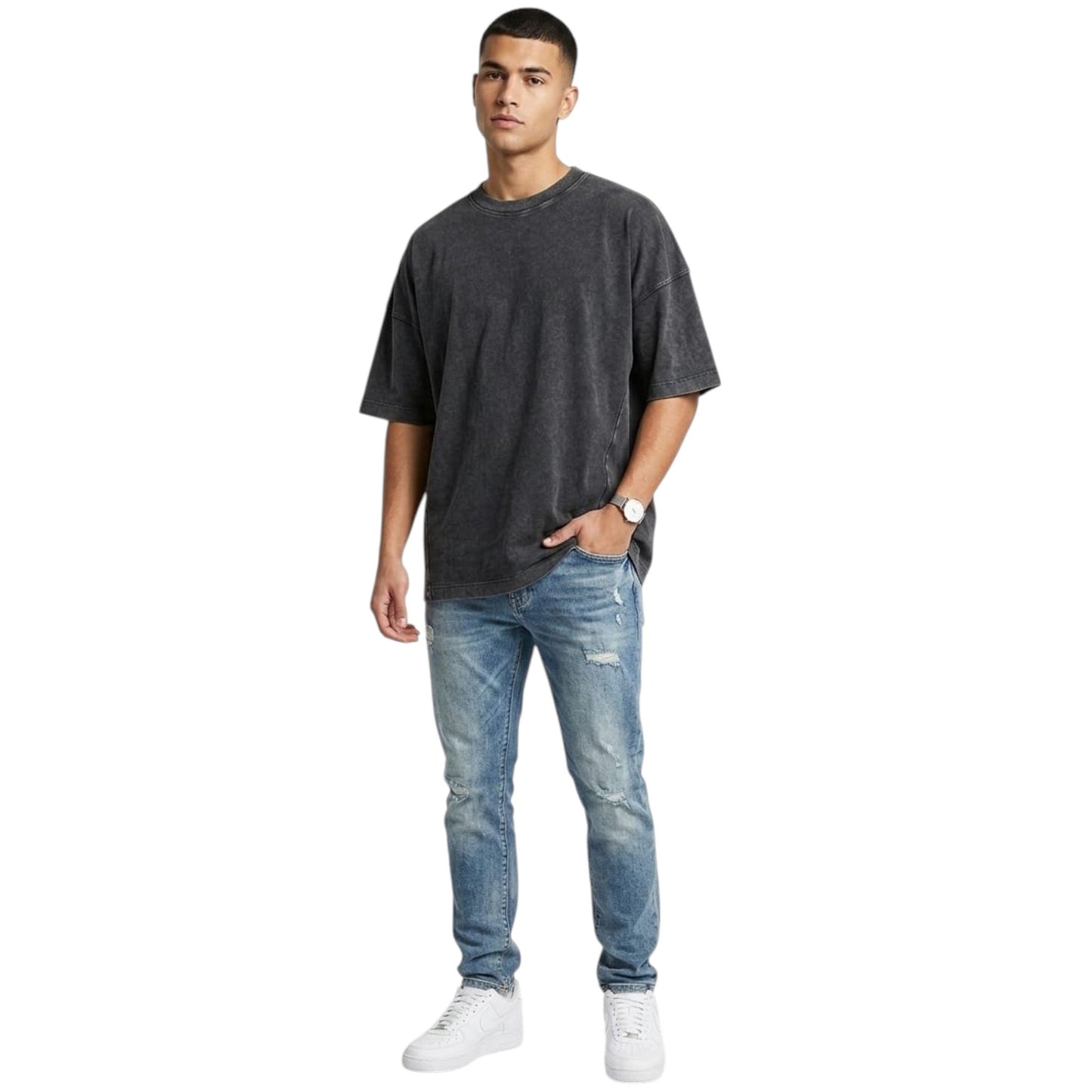 Men's Plain Solid Top,Dark Grey