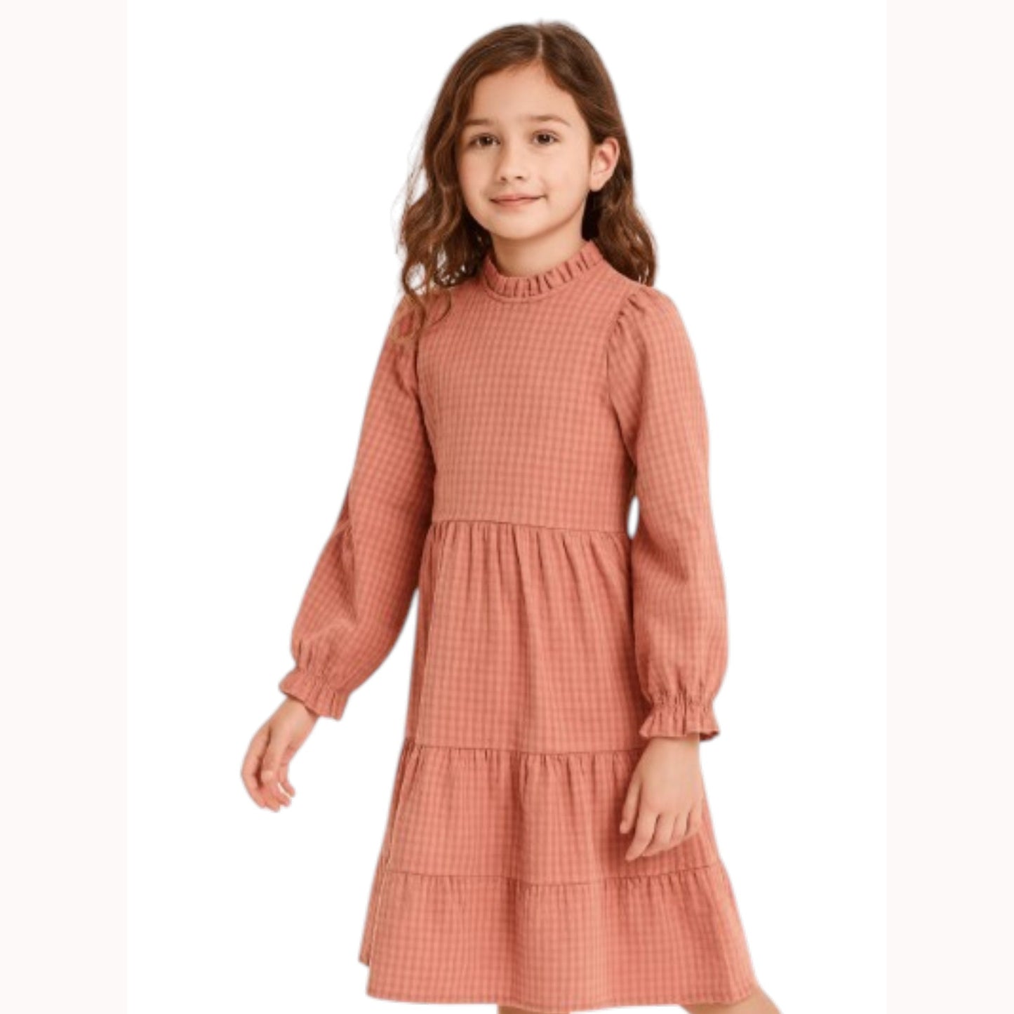 Kids Girl's Plaid Dress,Multi