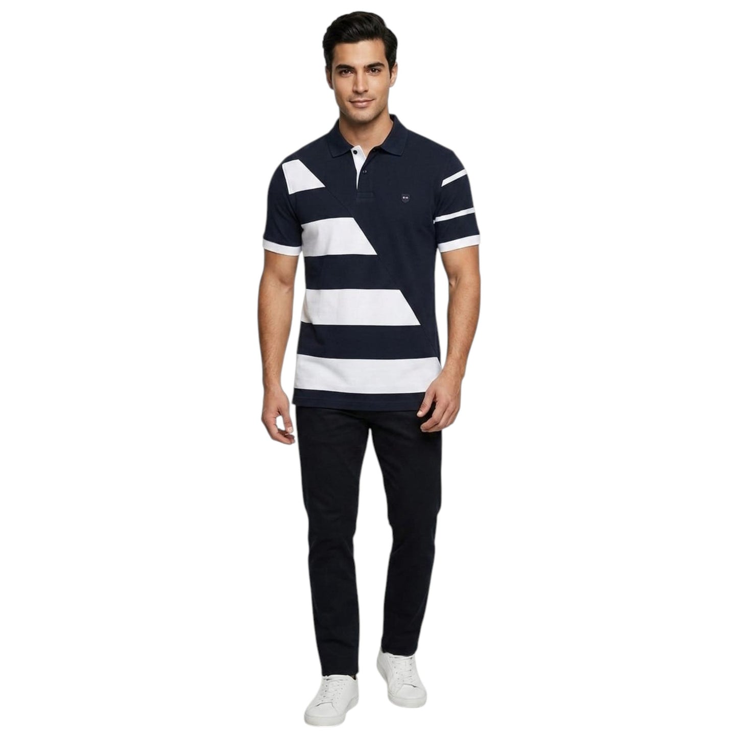 Men's Stripped Textured Top,Navy