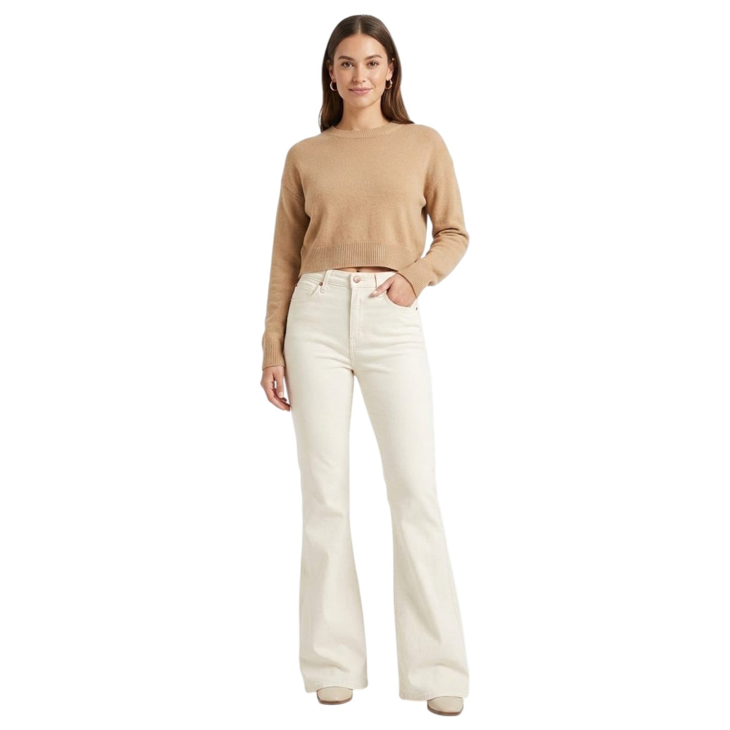 Women's Plain Jeans,Light Beige