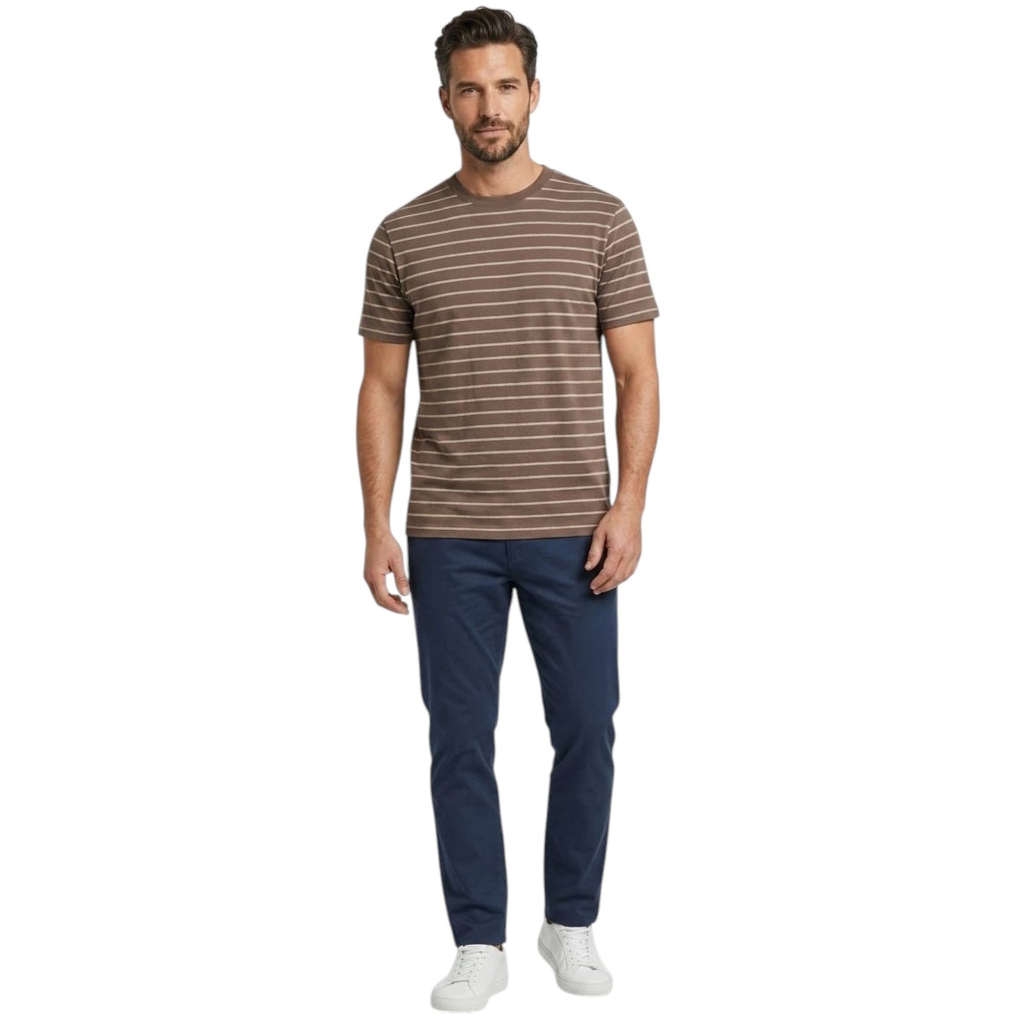 Men's Stripped Top,Brown