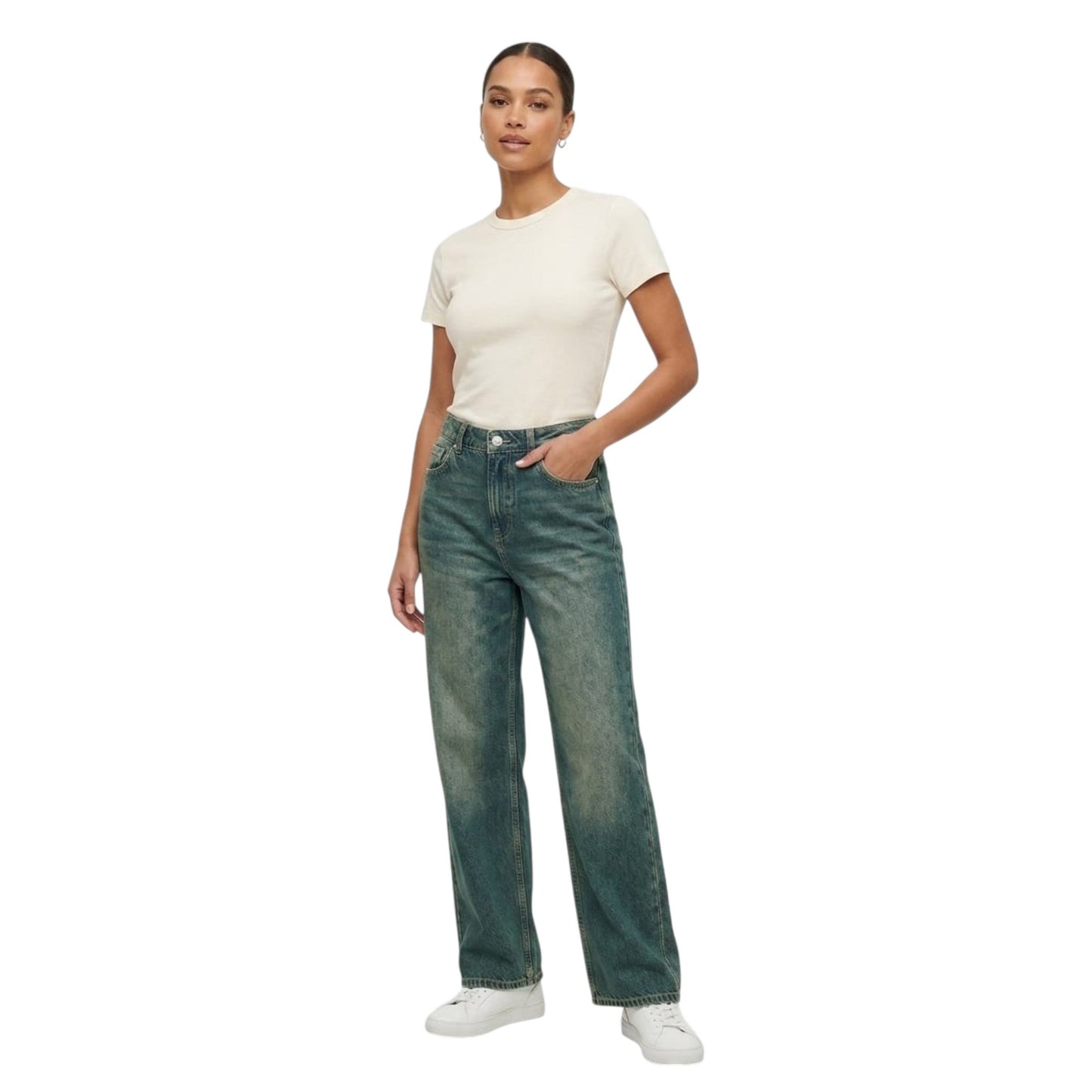 Women's Washed Jeans,Navy