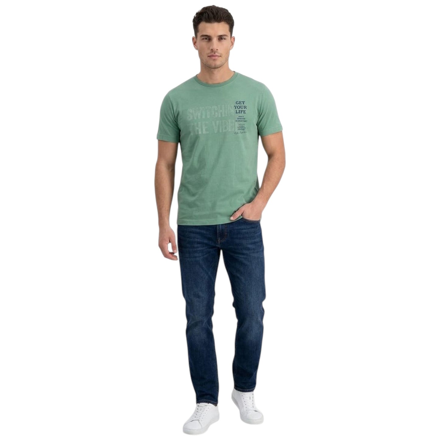 Men's Printed Top,Dusty Green