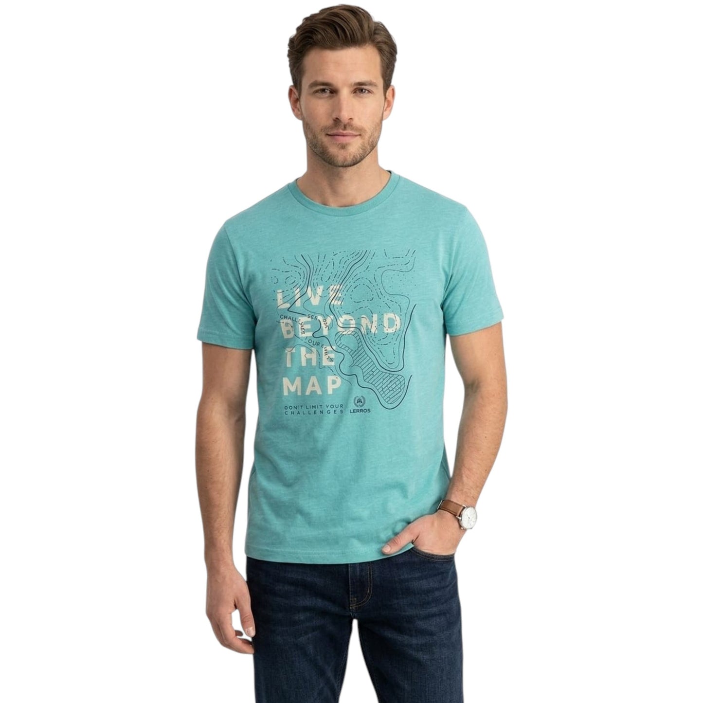 Men's Printed Top,Turquoise