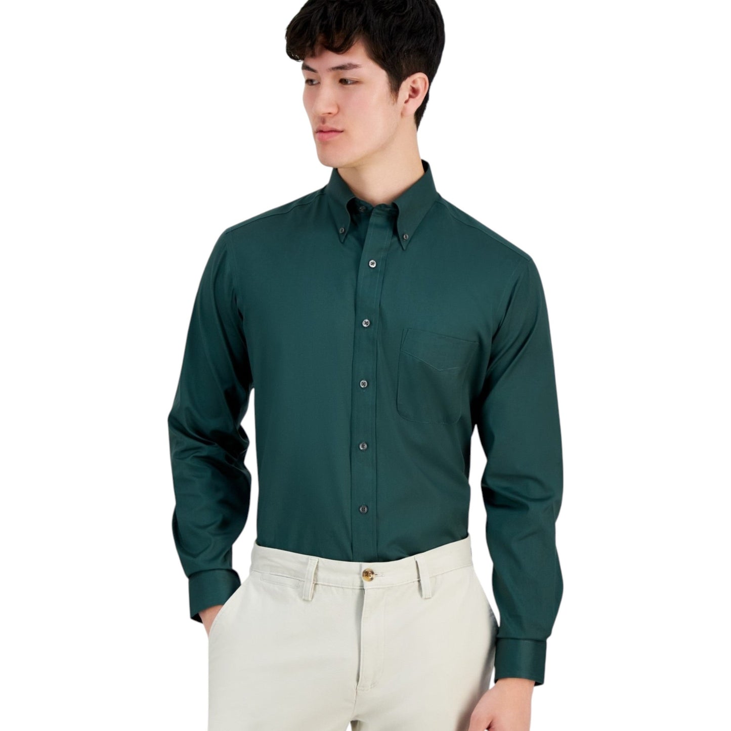 Men's Plain Dress Shirt,Royal Green