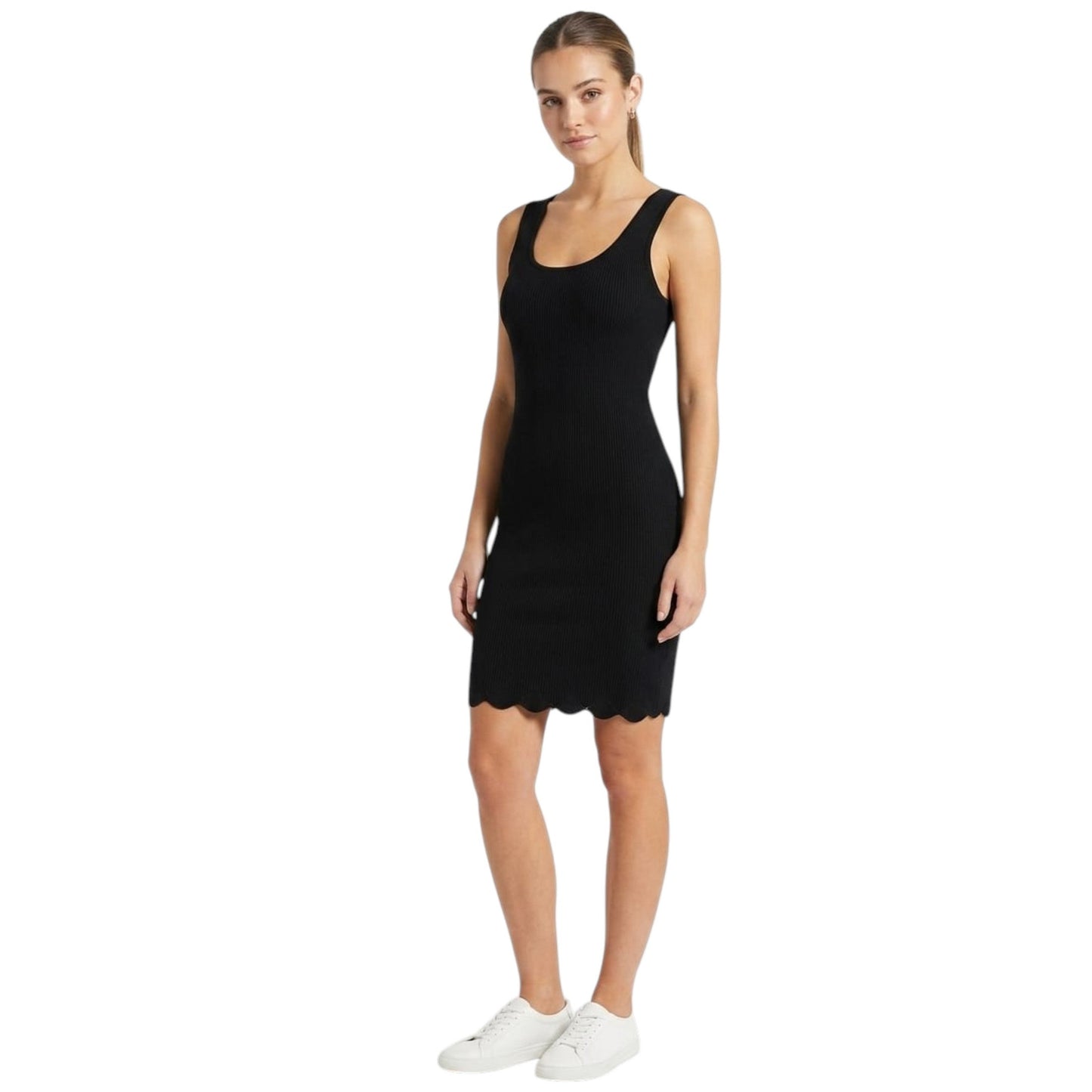 Women's Ribbed Knitted Dress,Black