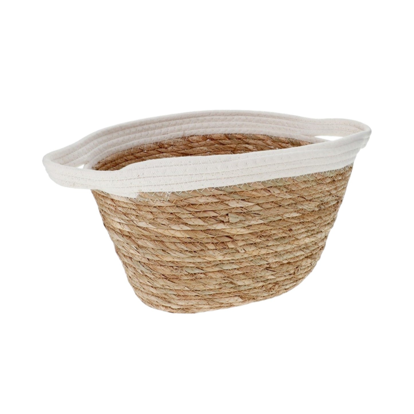 Trim Oval Woven Basket With Handle