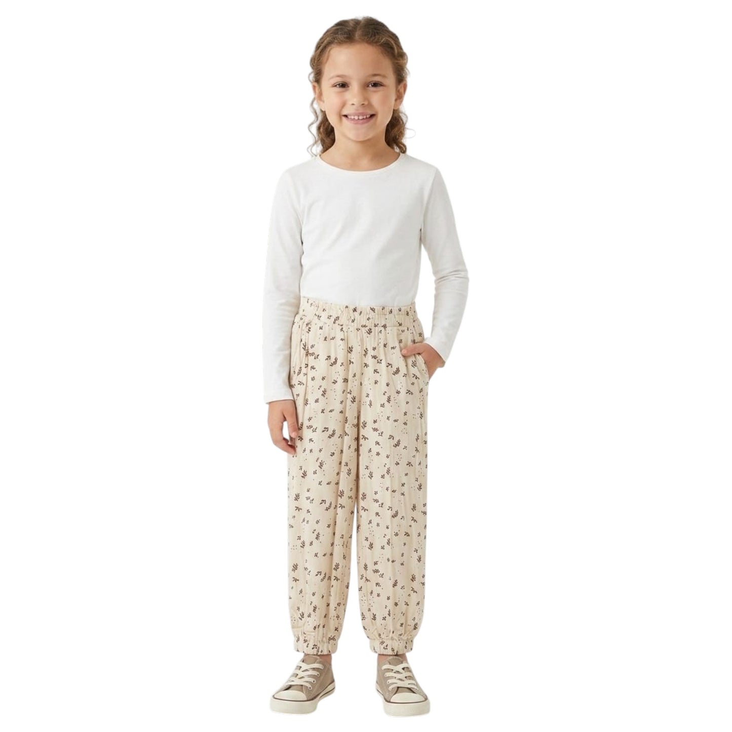 Kids Girl's Printed Pant,Beige