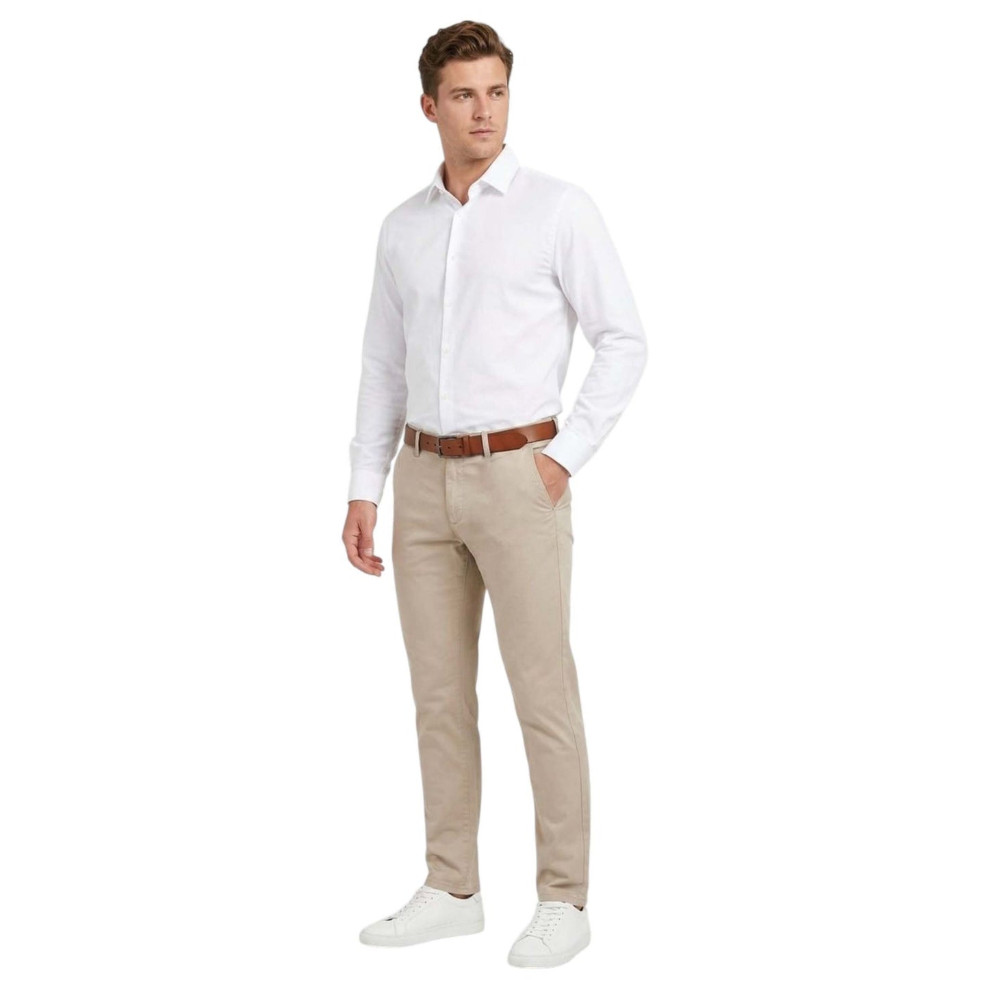 Men's Plain Solid Pant,Dark Beige