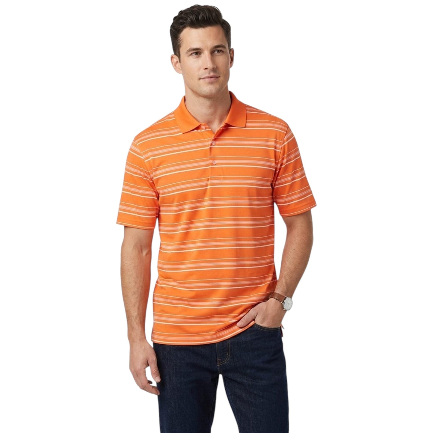 Men's Striped Top,Orange