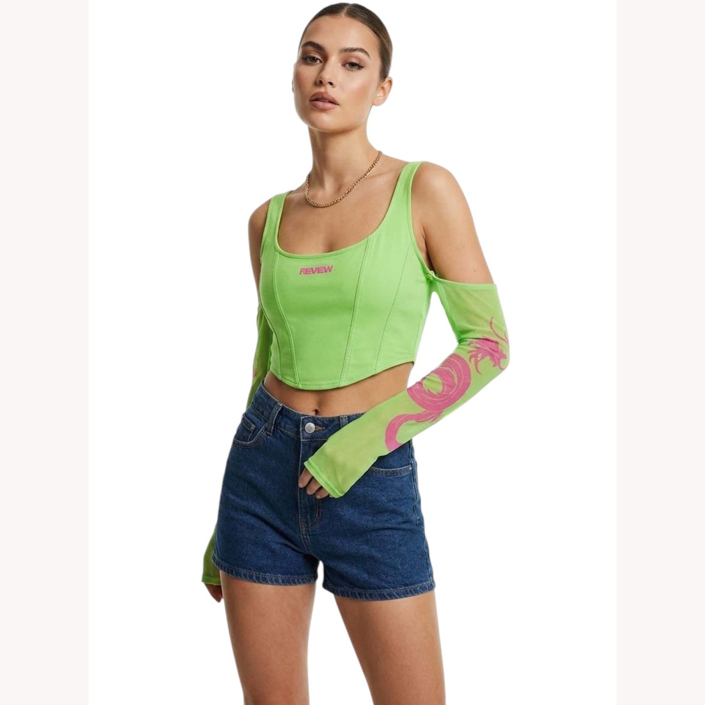 Women's Brand Logo Printed Top,Green
