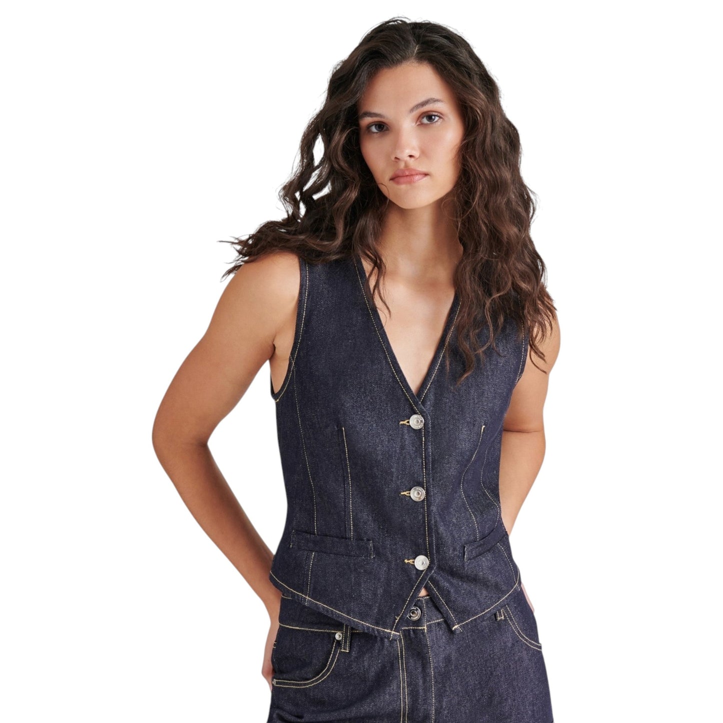 Women's Heather Jeans Vest,Navy
