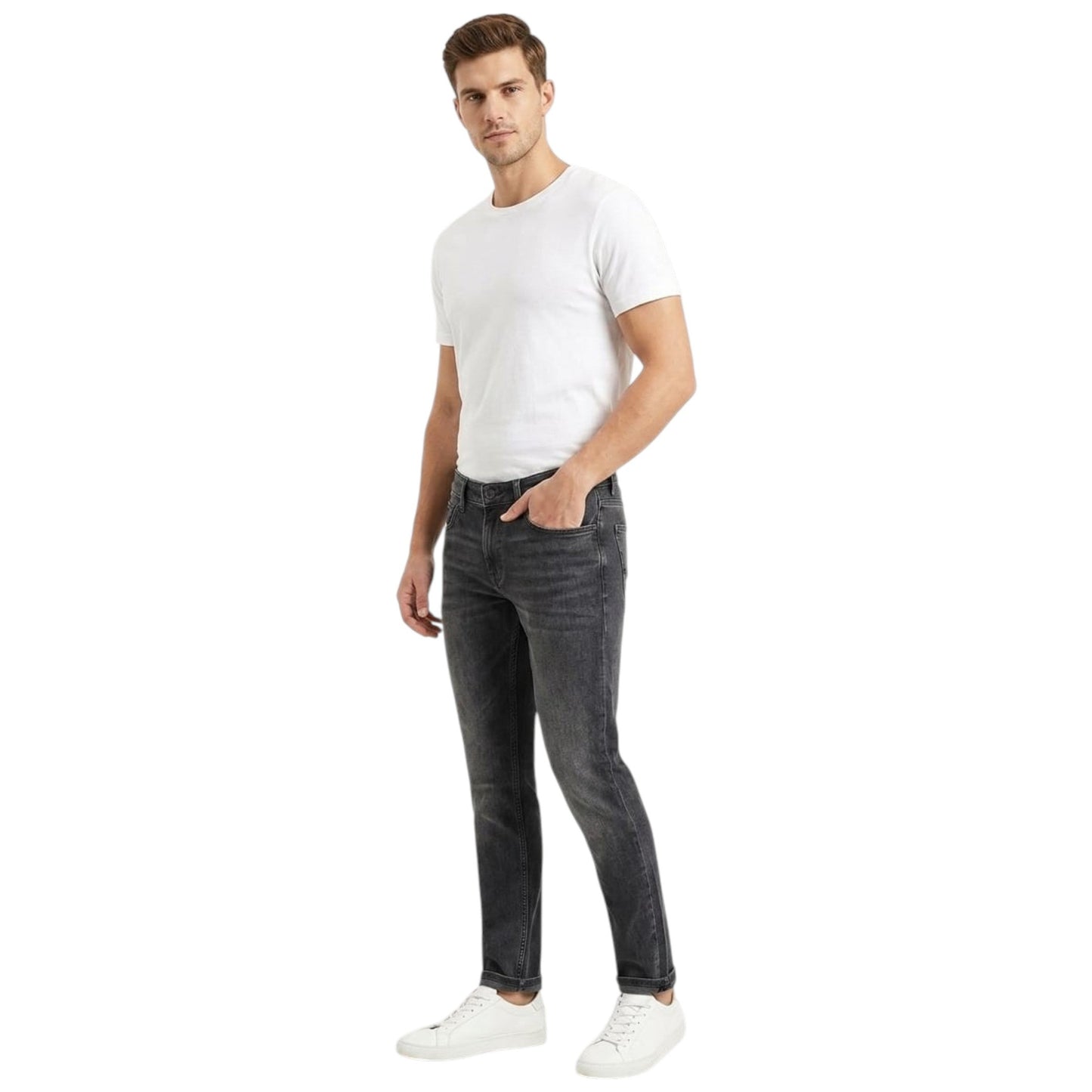 Men's Washed Jeans,Black