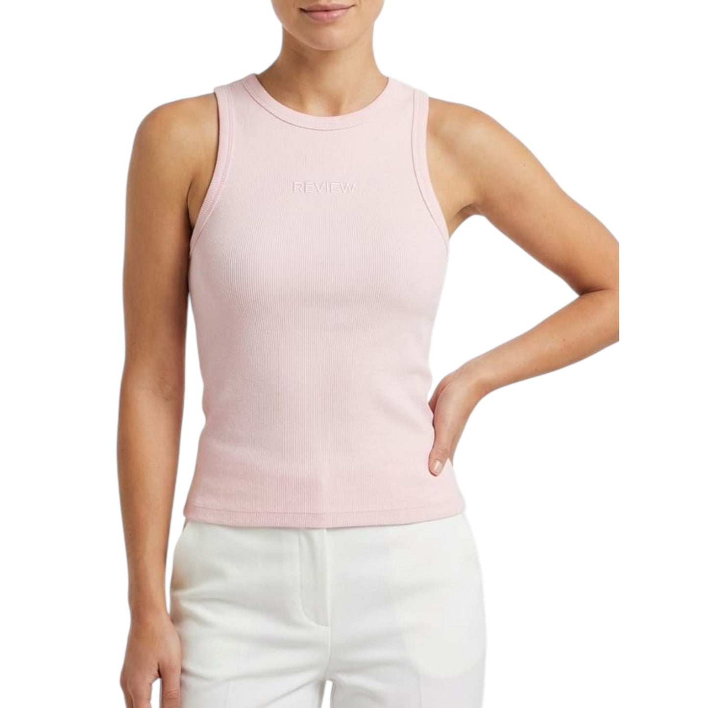 Women's Ribbed Top,Ligh Pink