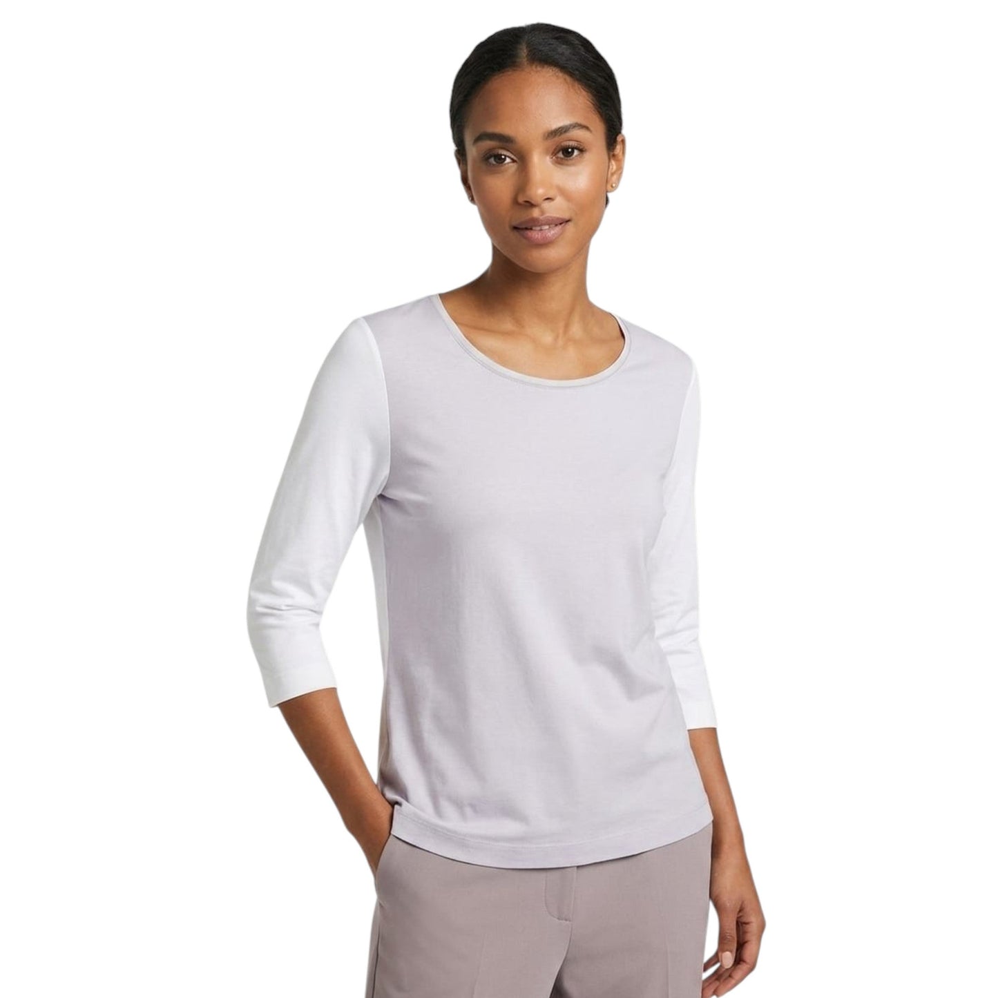 Women's Colorblocked Top,Light Purple/White