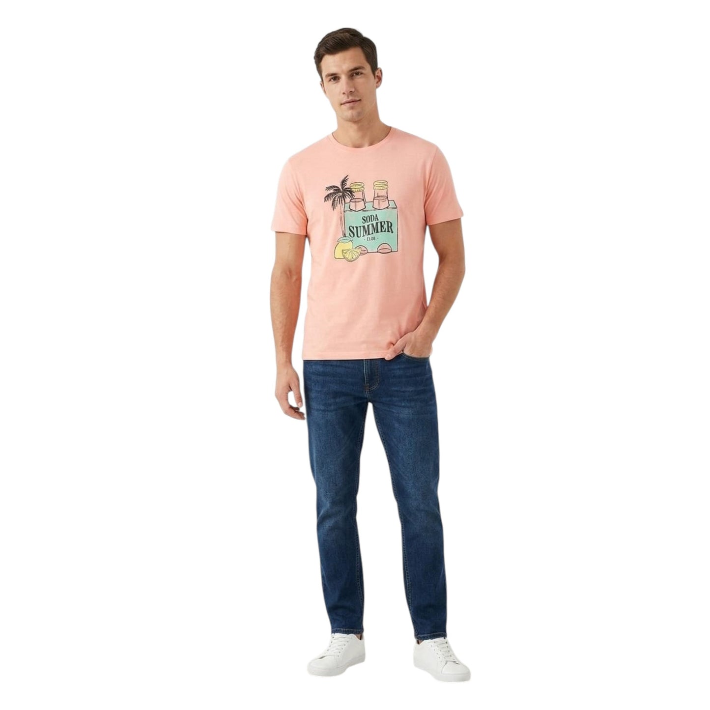 Men's Printed Top,Light Apricot