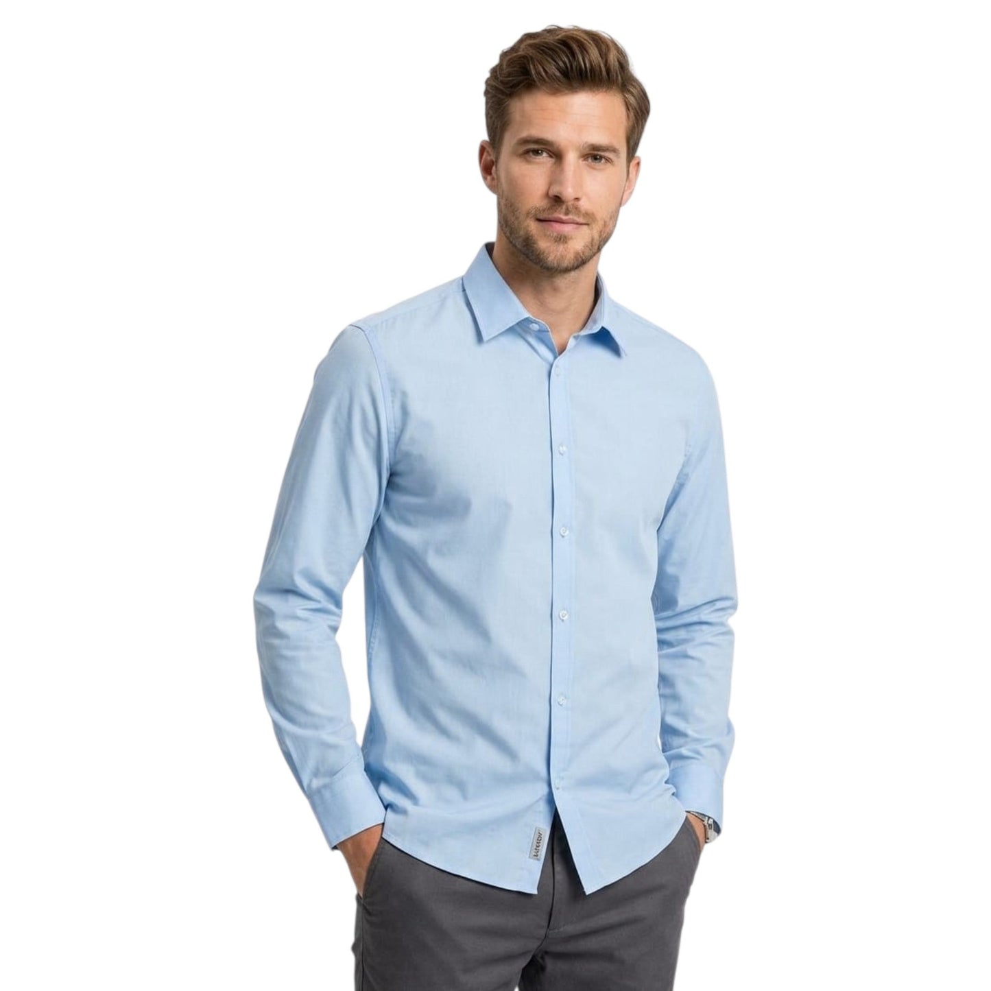 Men's Plain Dress Shirt,Light Blue