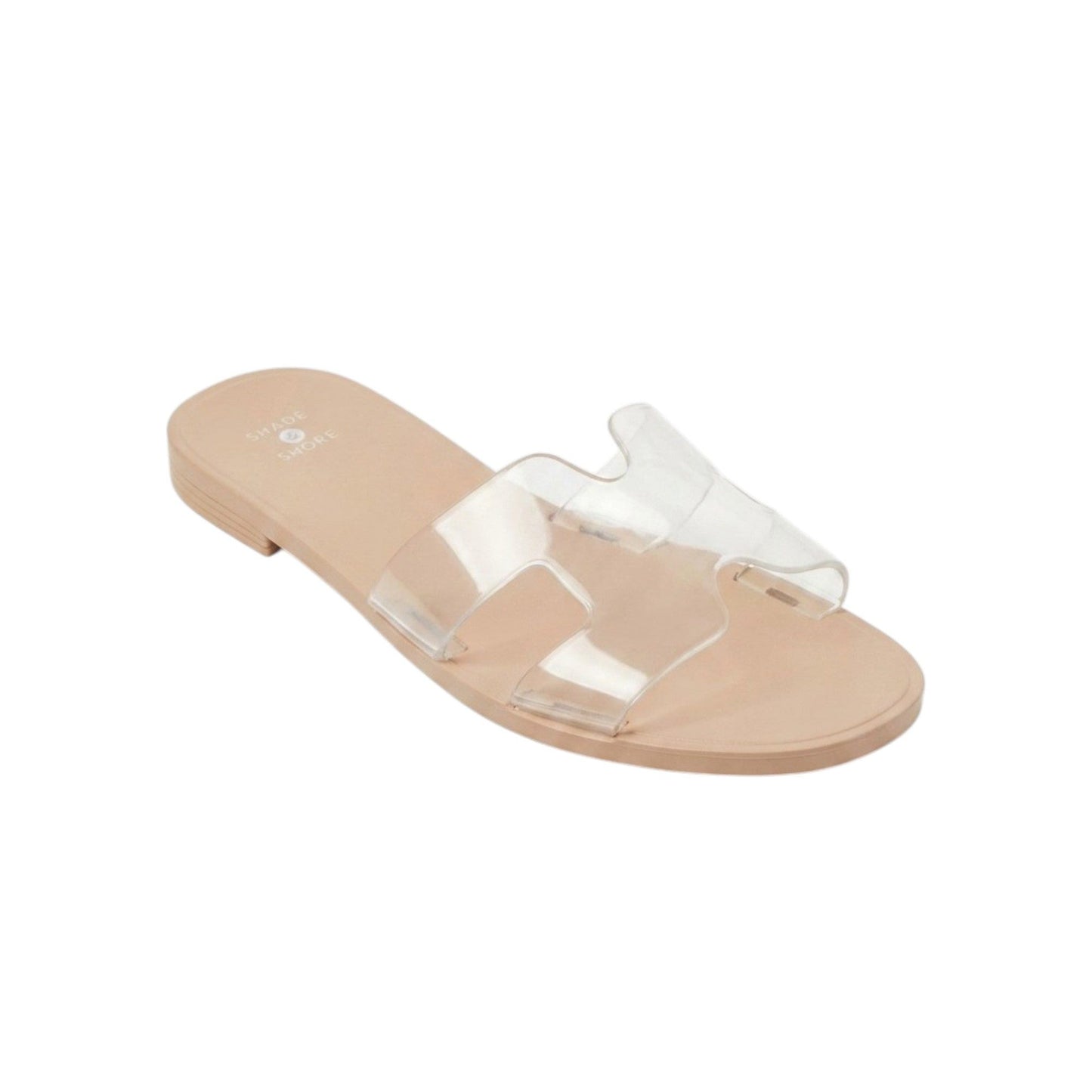 Women's Plain Transparent Slippers,Transparent/Beige