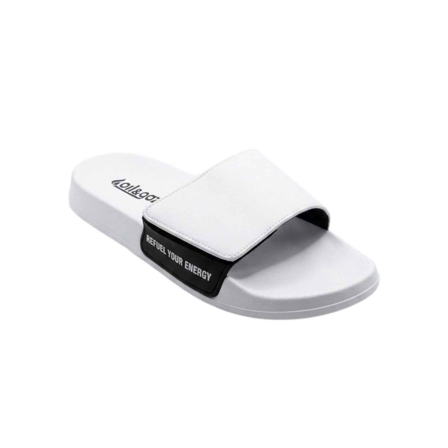 Men's Logo Patched Slippers,White