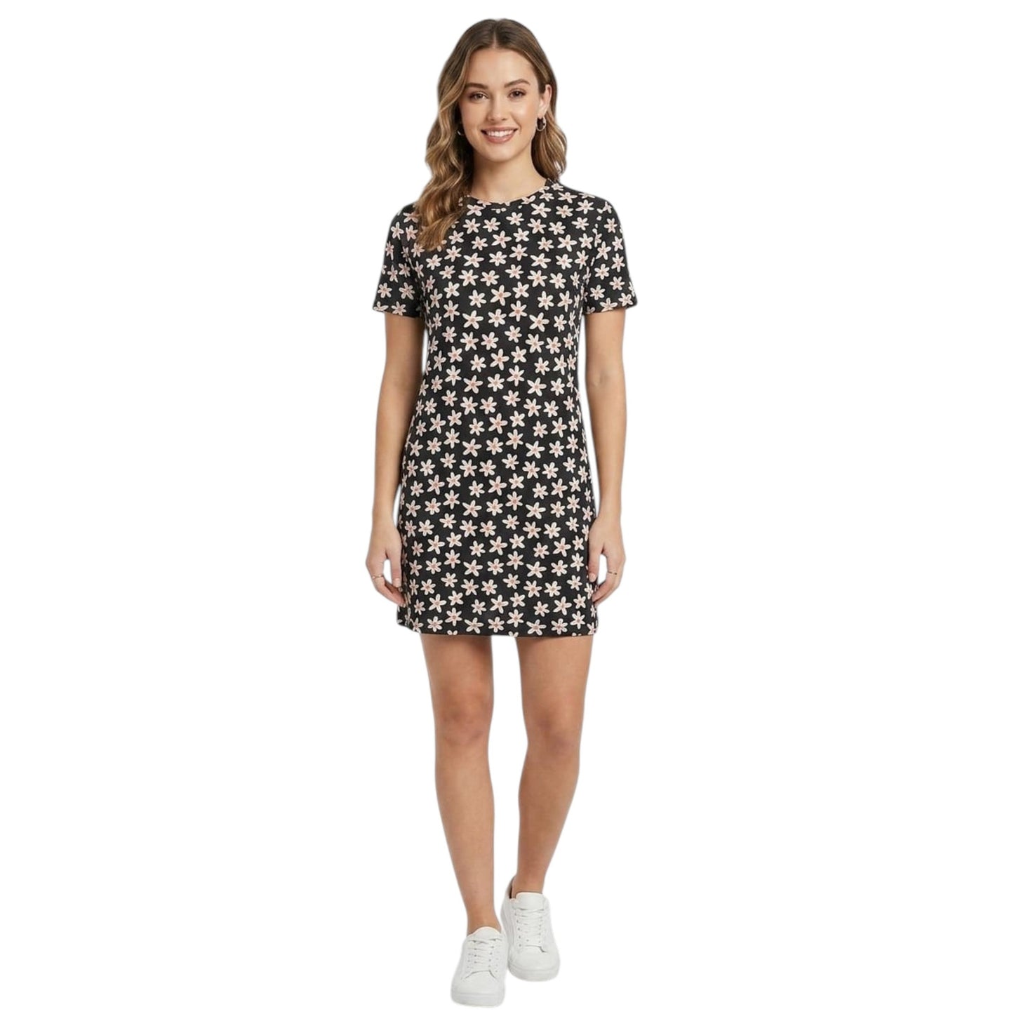 Women's Floral Printed Dress,Black