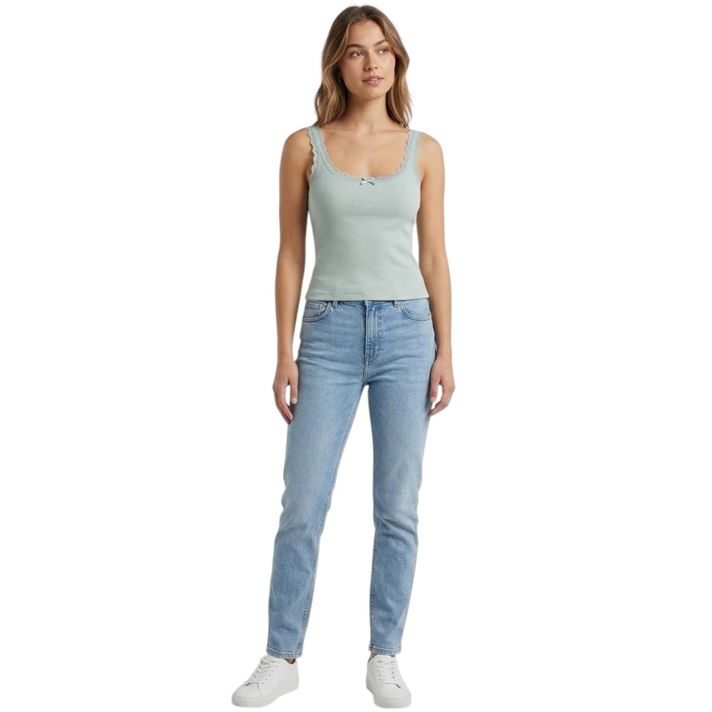 Women's Ribbed Top,Mint Green
