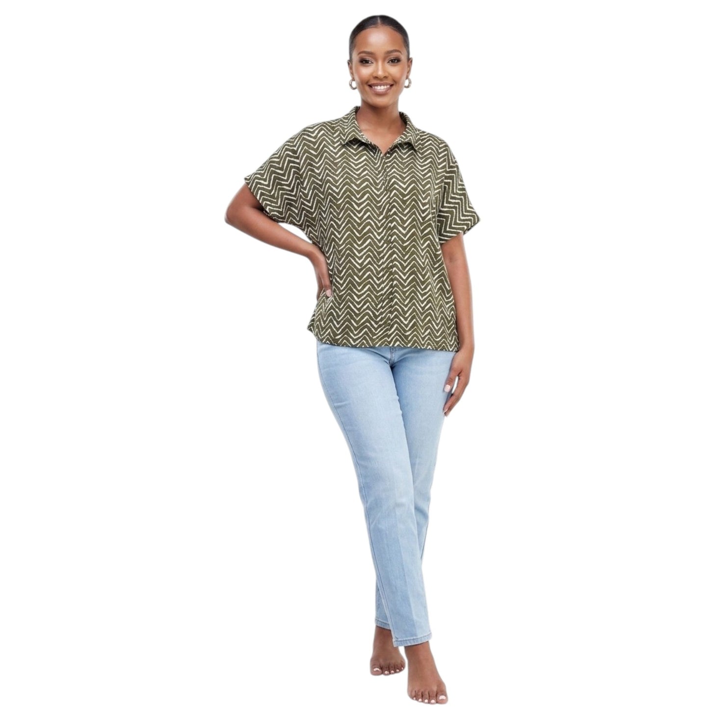 Women's Stripped Dress-Shirt,Multi