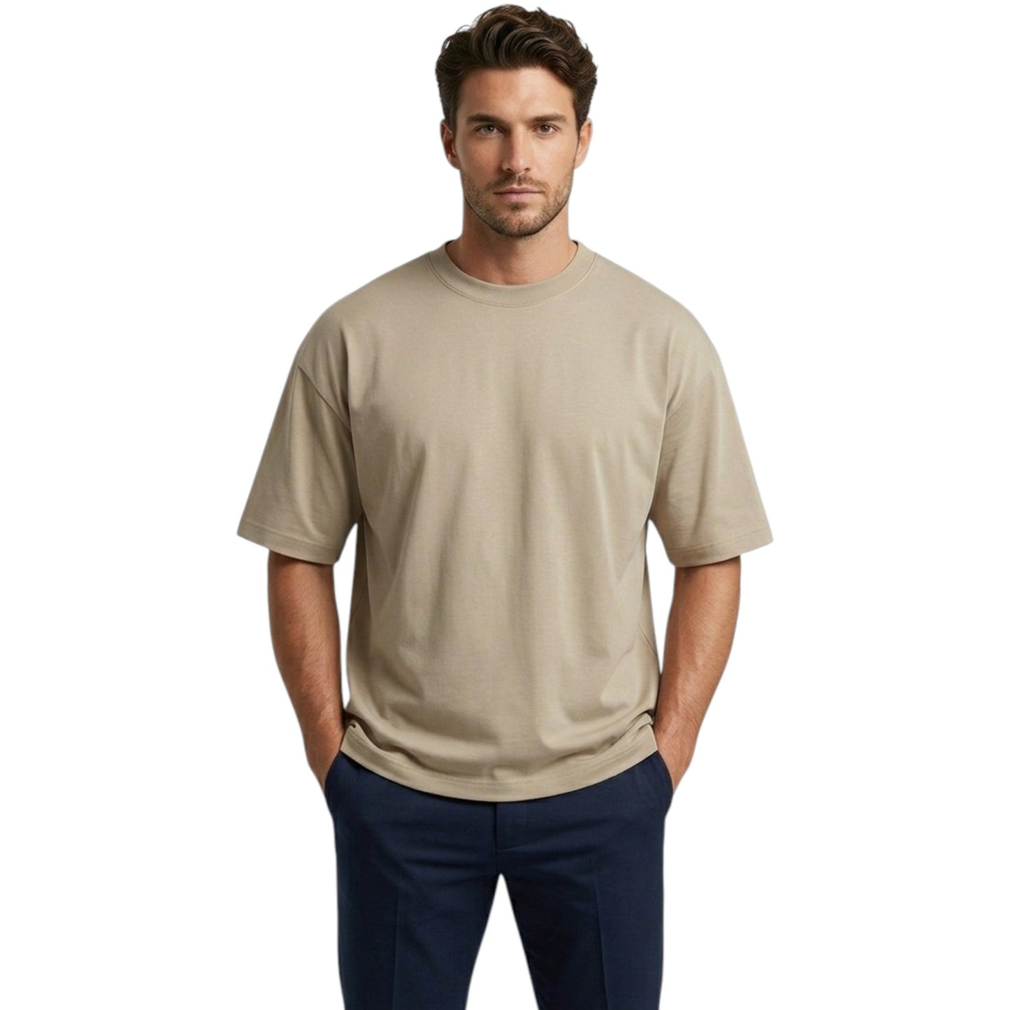 Men's Plain Top,Beige