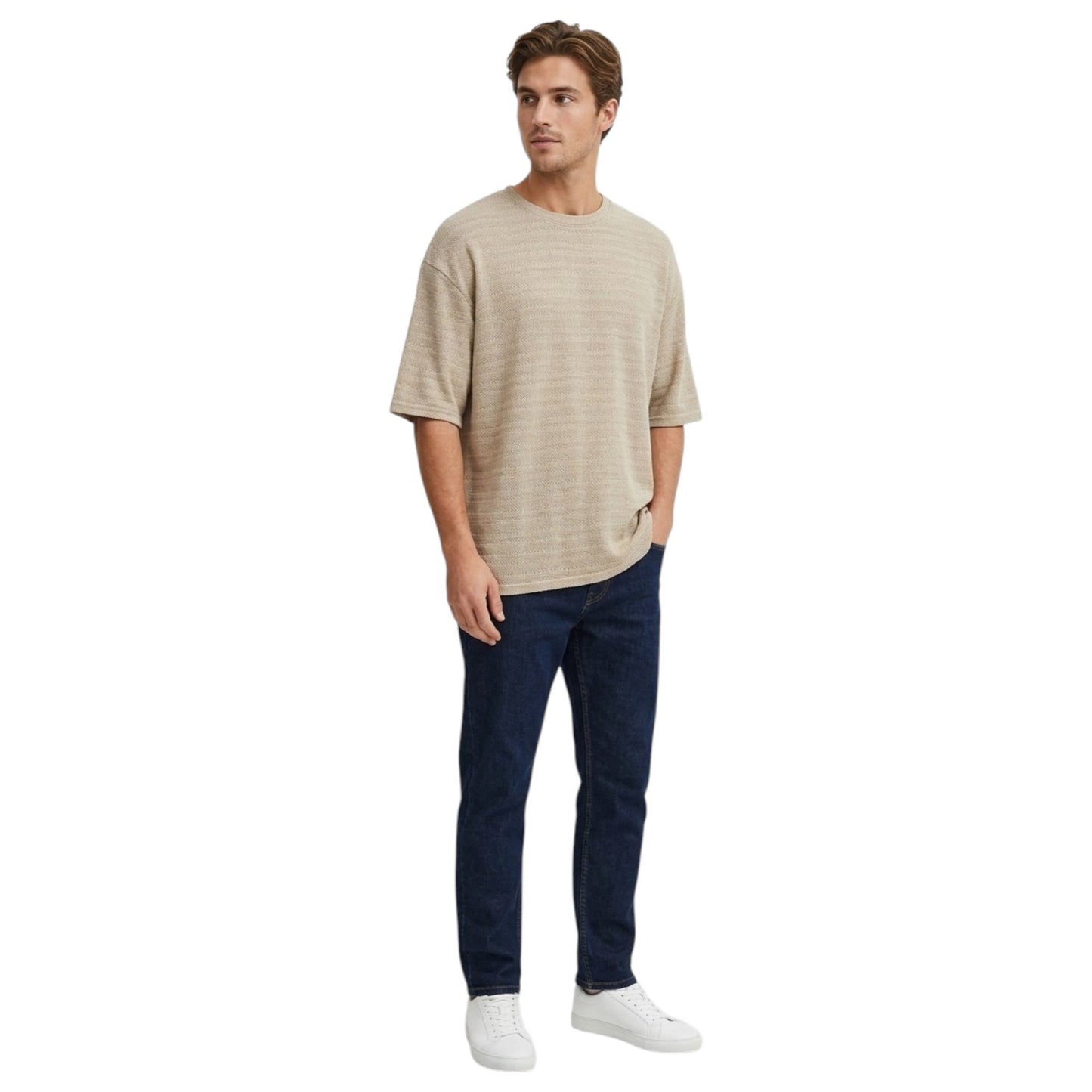 Men's Textured Top,Beige
