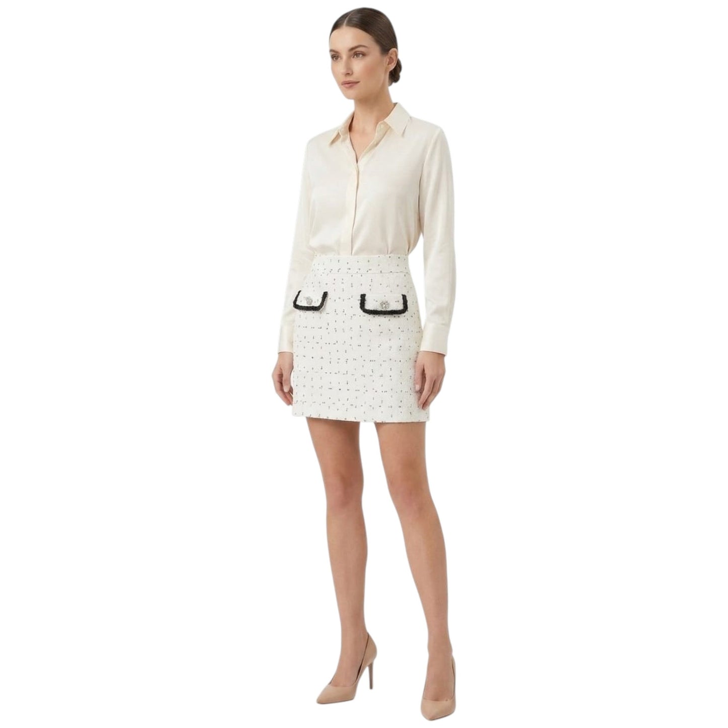 Women's Textured Skirt,White