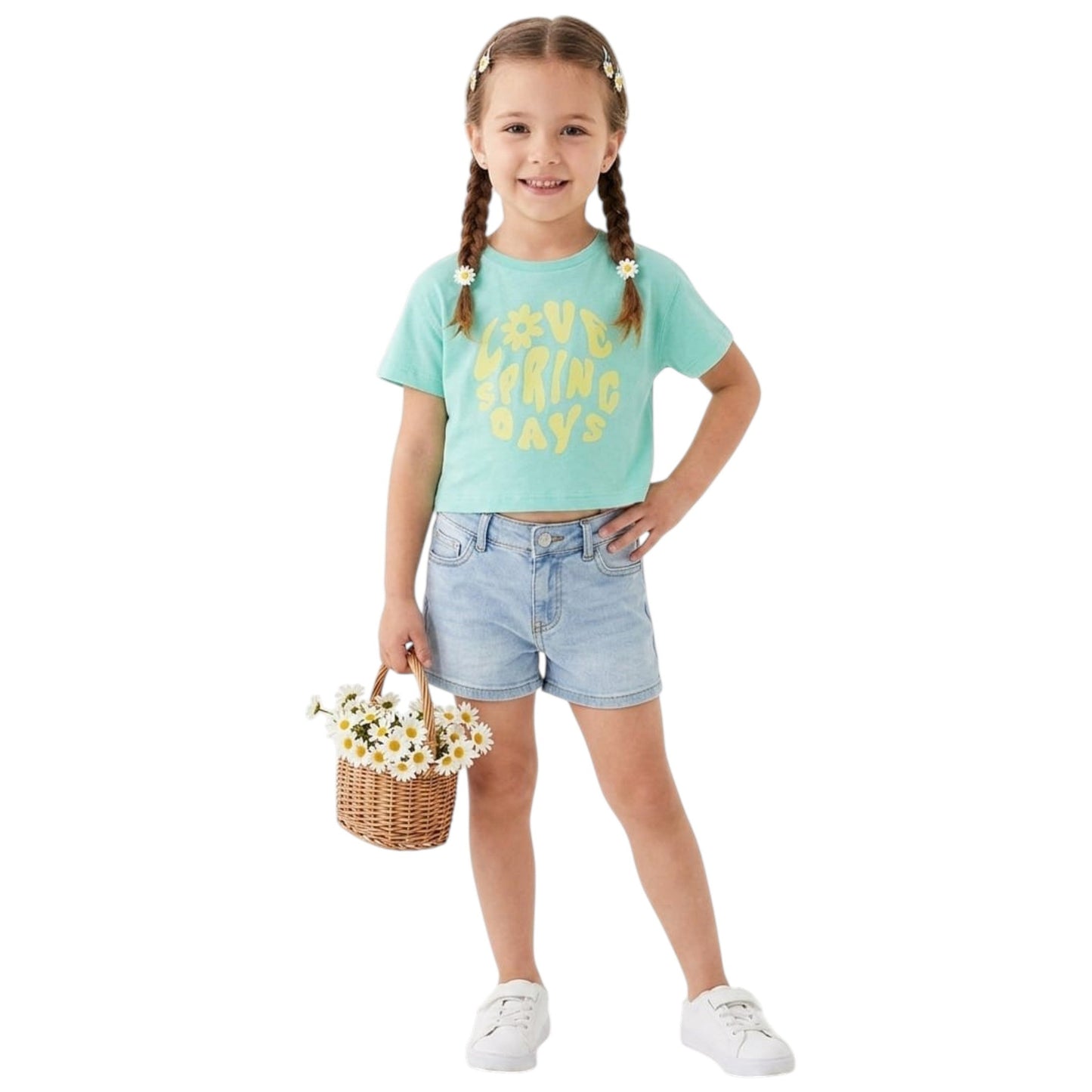 Kids Girl's Printed Top,Mint