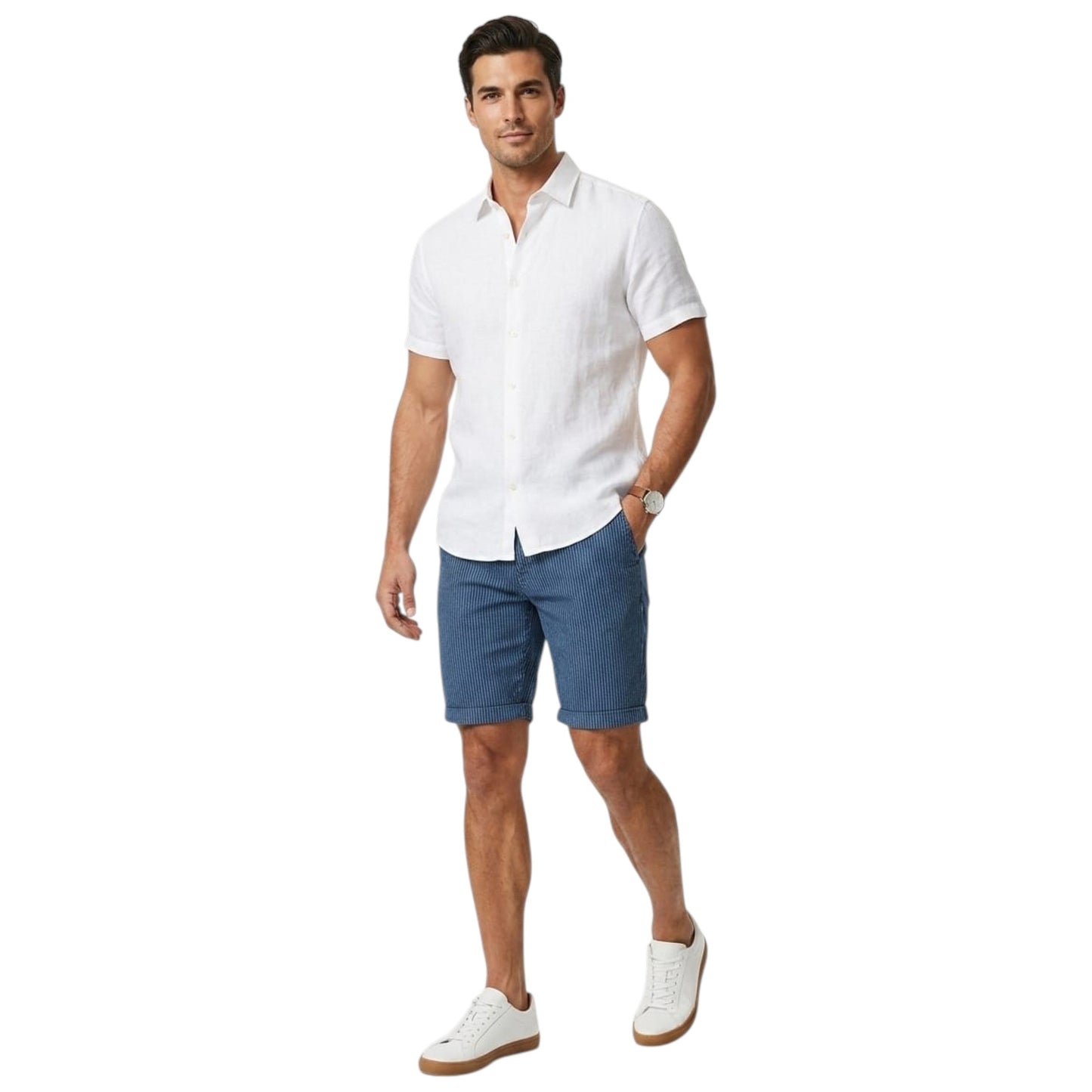Men's Striped Short ,Navy