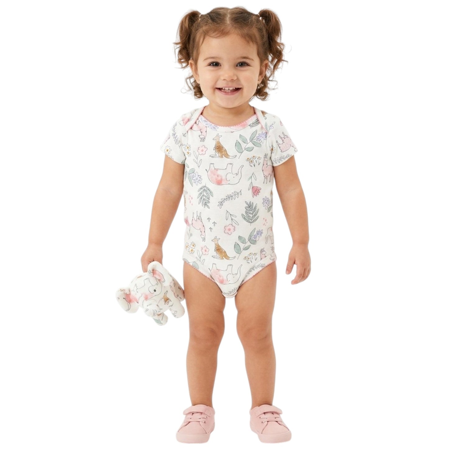 Kids Girl's Printed Bodysuit,White