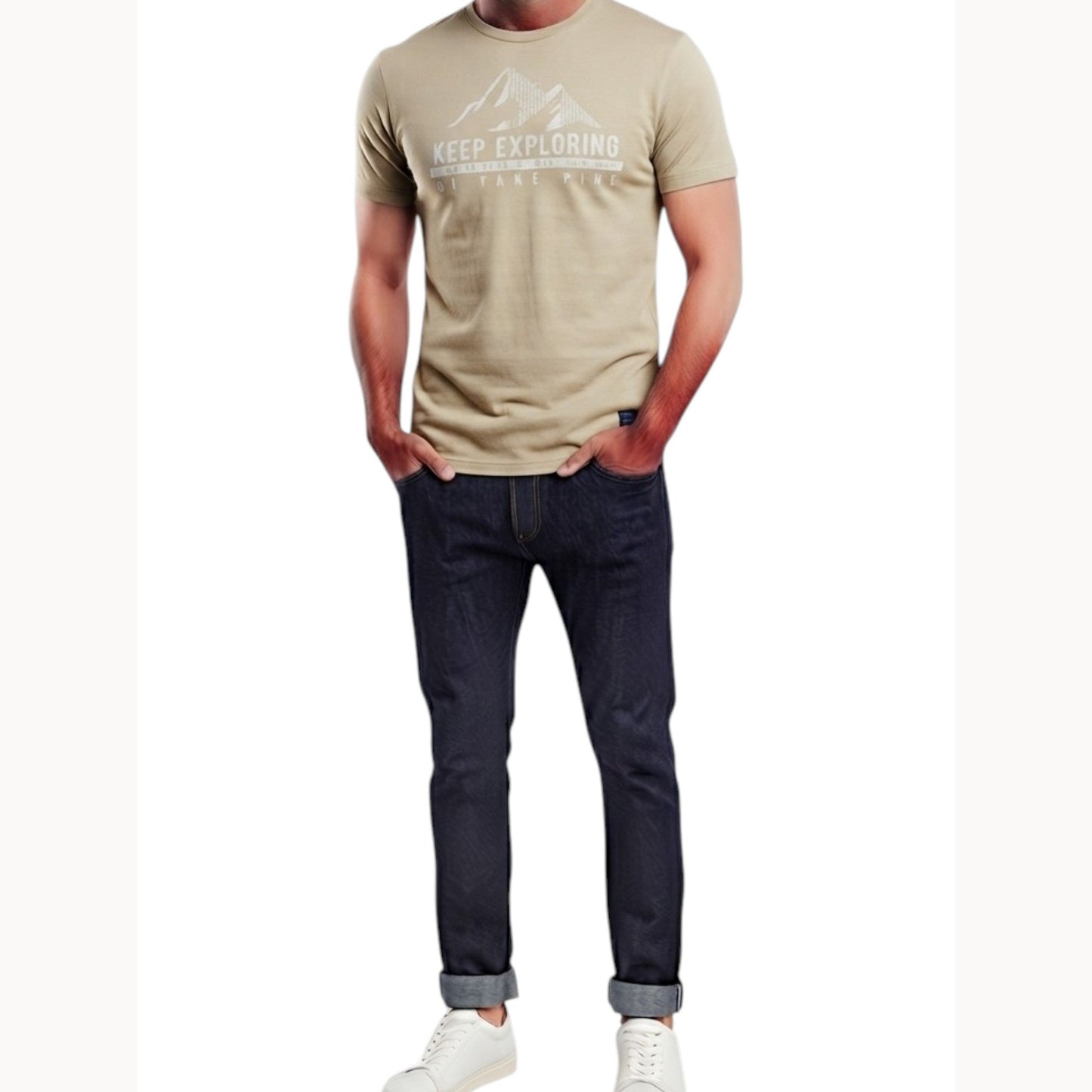 Men's Printed Top,Light Beige
