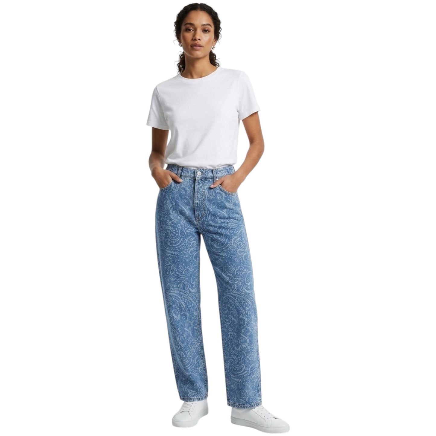 Women's Printed Jeans ,Blue