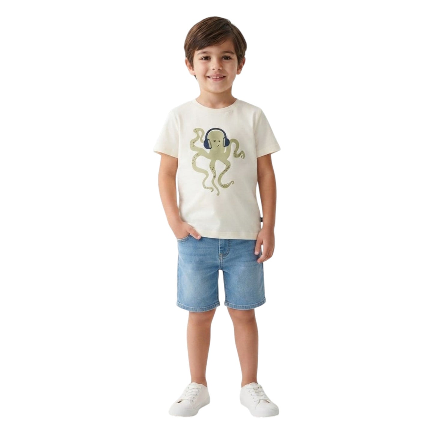 Kids Boy's Printed Top,Light Beige