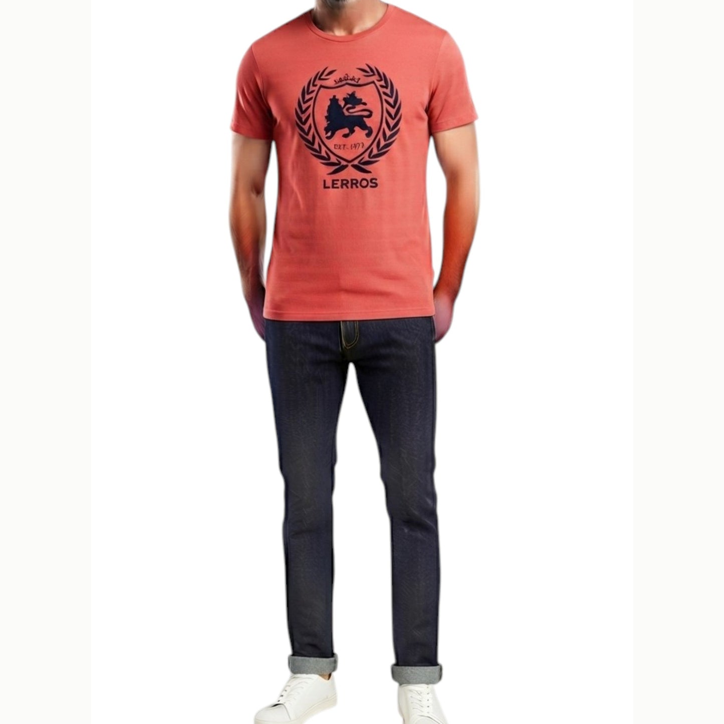 Men's Printed Top,Dusty Orange